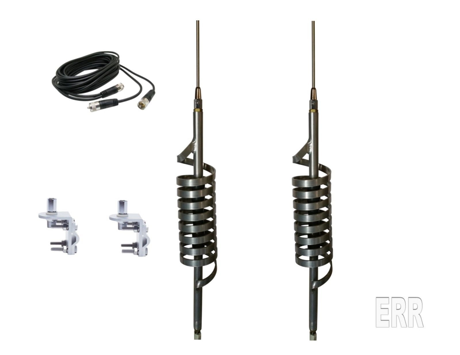 DUAL Monkey Made CB Radio Antennas,Short Shaft,12FT DUAL COAX, BRACKETS AND STUD