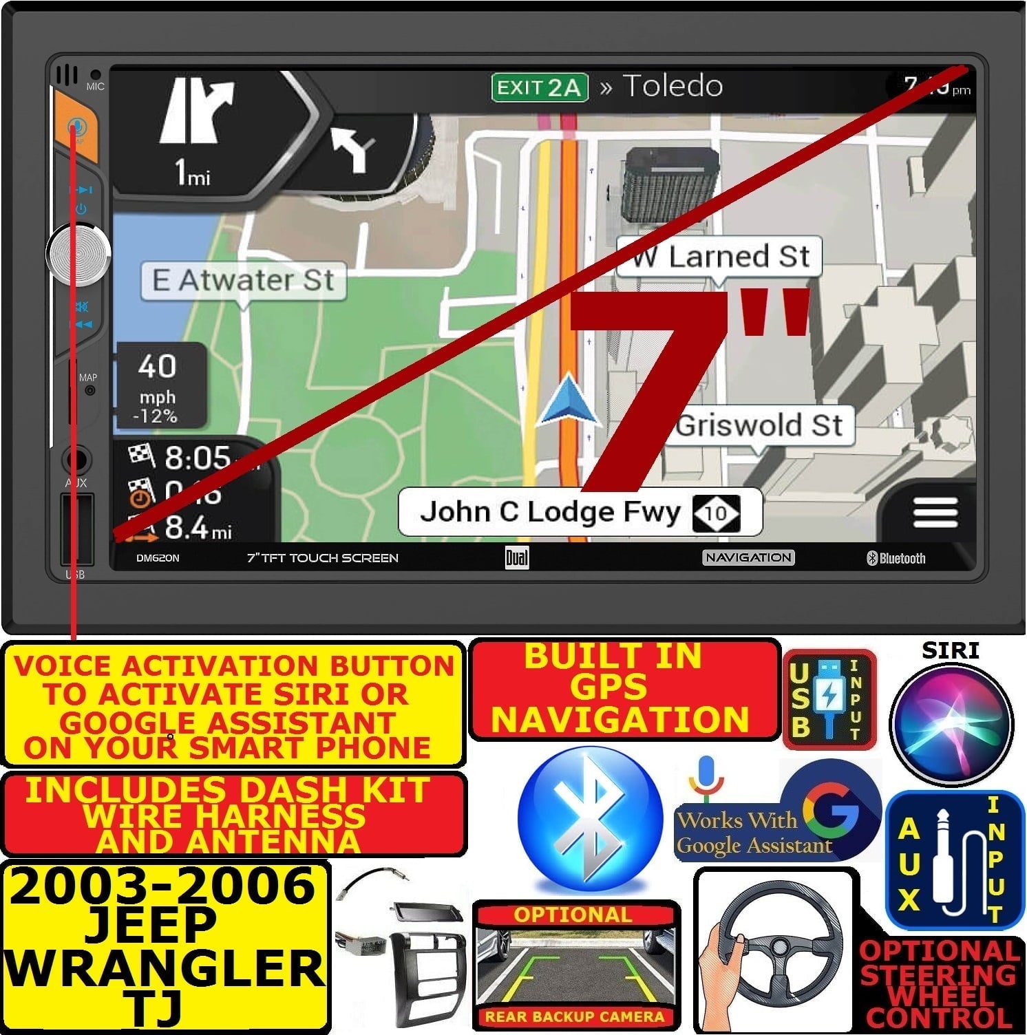2003-2006 JEEP WRANGLER TJ GPS NAVIGATION NAV BLUETOOTH USB AUX SD RADIO STEREO