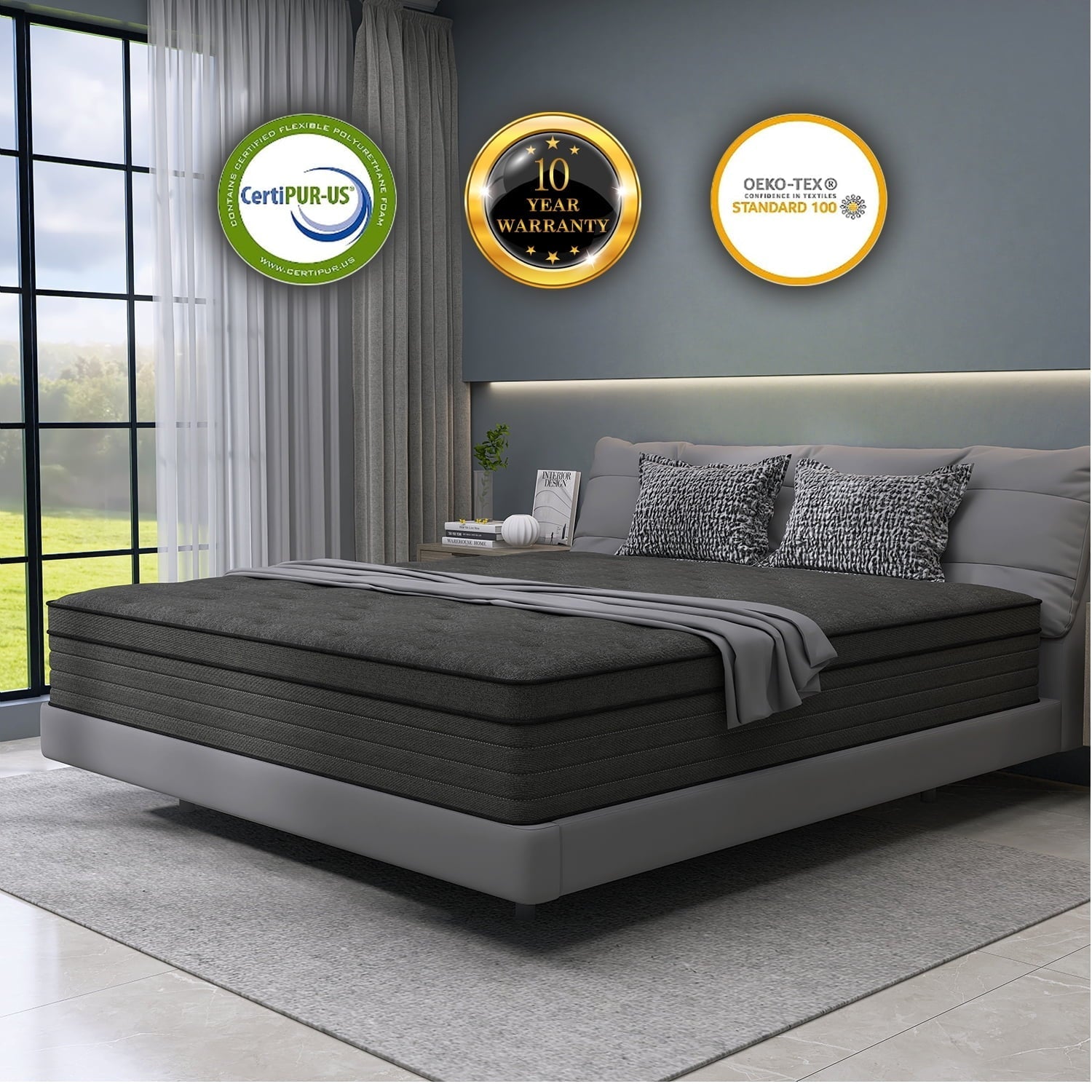 12 Full Mattress Gel Memory Foam Spring Hybrid Mattress in Lens Box