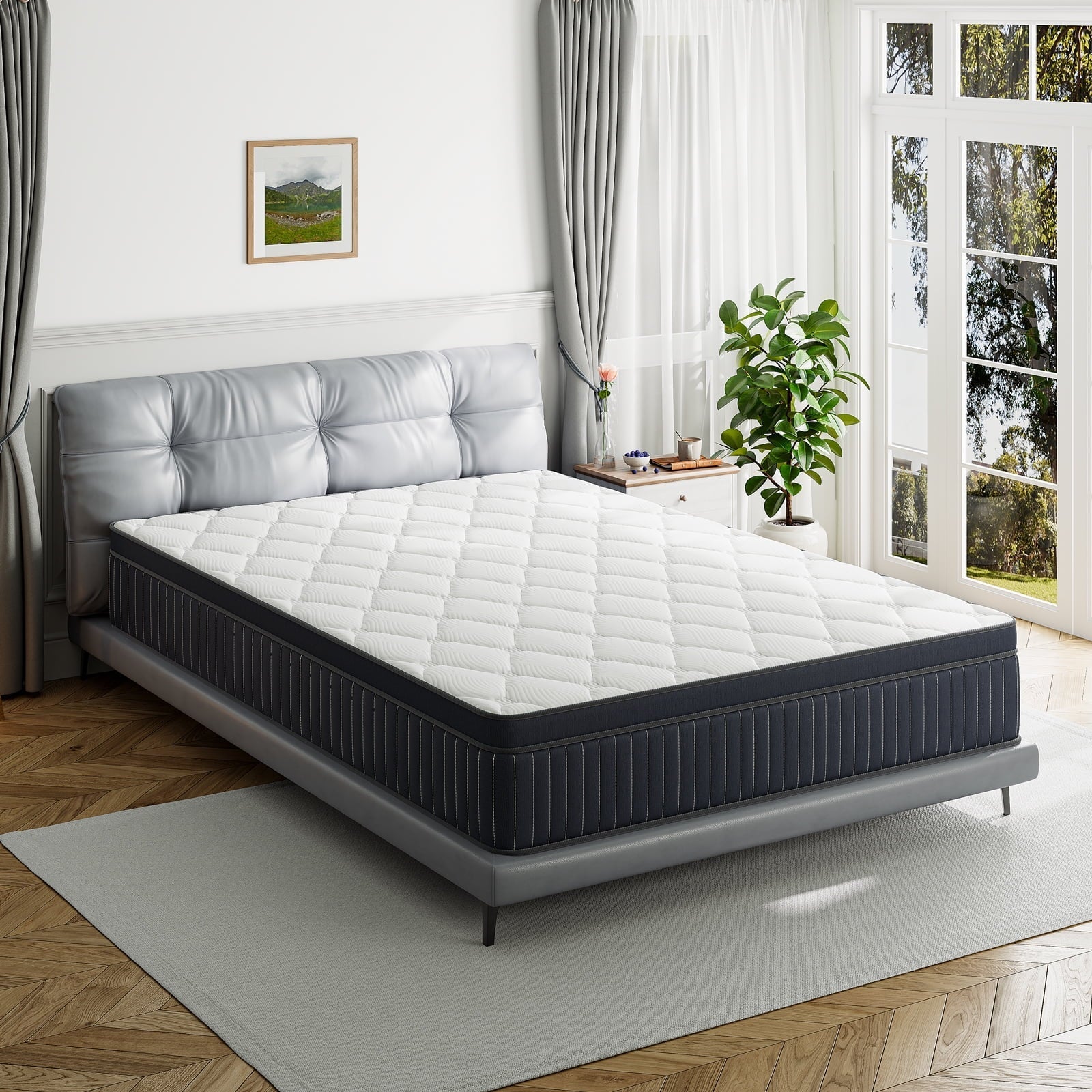 12 inch Twin Hybrid of Gel Memory Foam Mattress for Cool Sleep & Pressure Relief, Medium Firm Mattresses Bed-in-a-Box/Pressure Relieving
