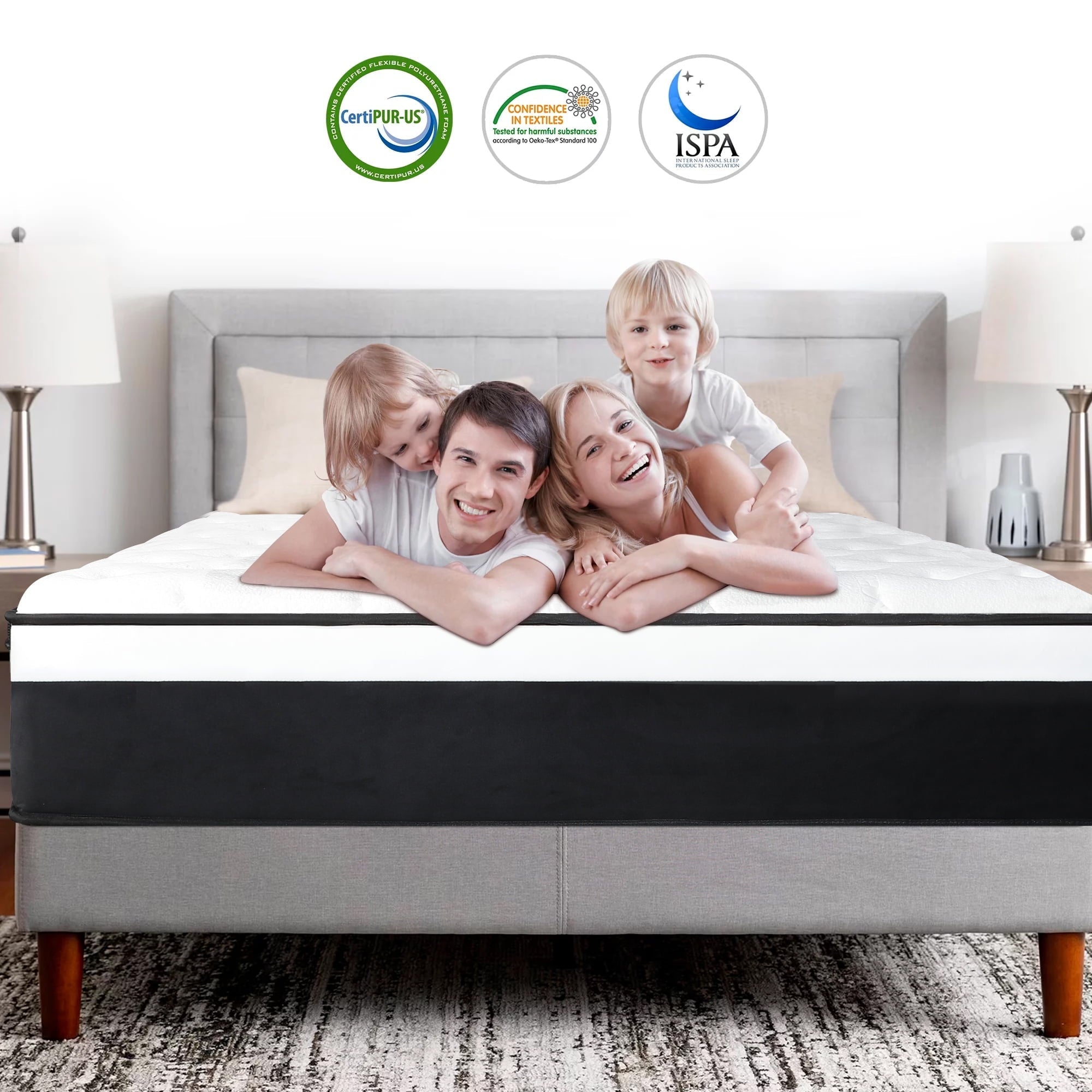 14 inch Full Mattress in Lens Box, Gel Memory Foam and Pocket Spring Hybrid Mattress