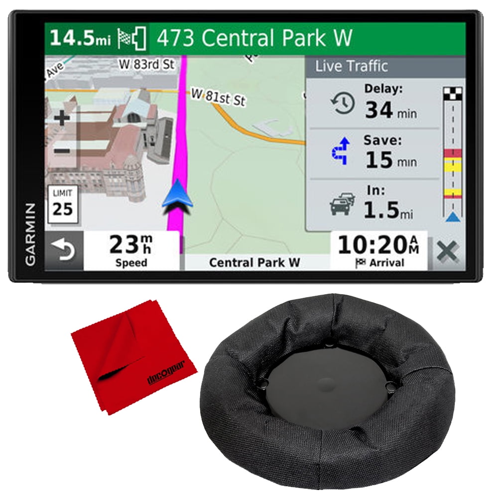 Garmin DriveSmart 65 & Traffic with Included Cable & Weighted GPS Car Mount + More