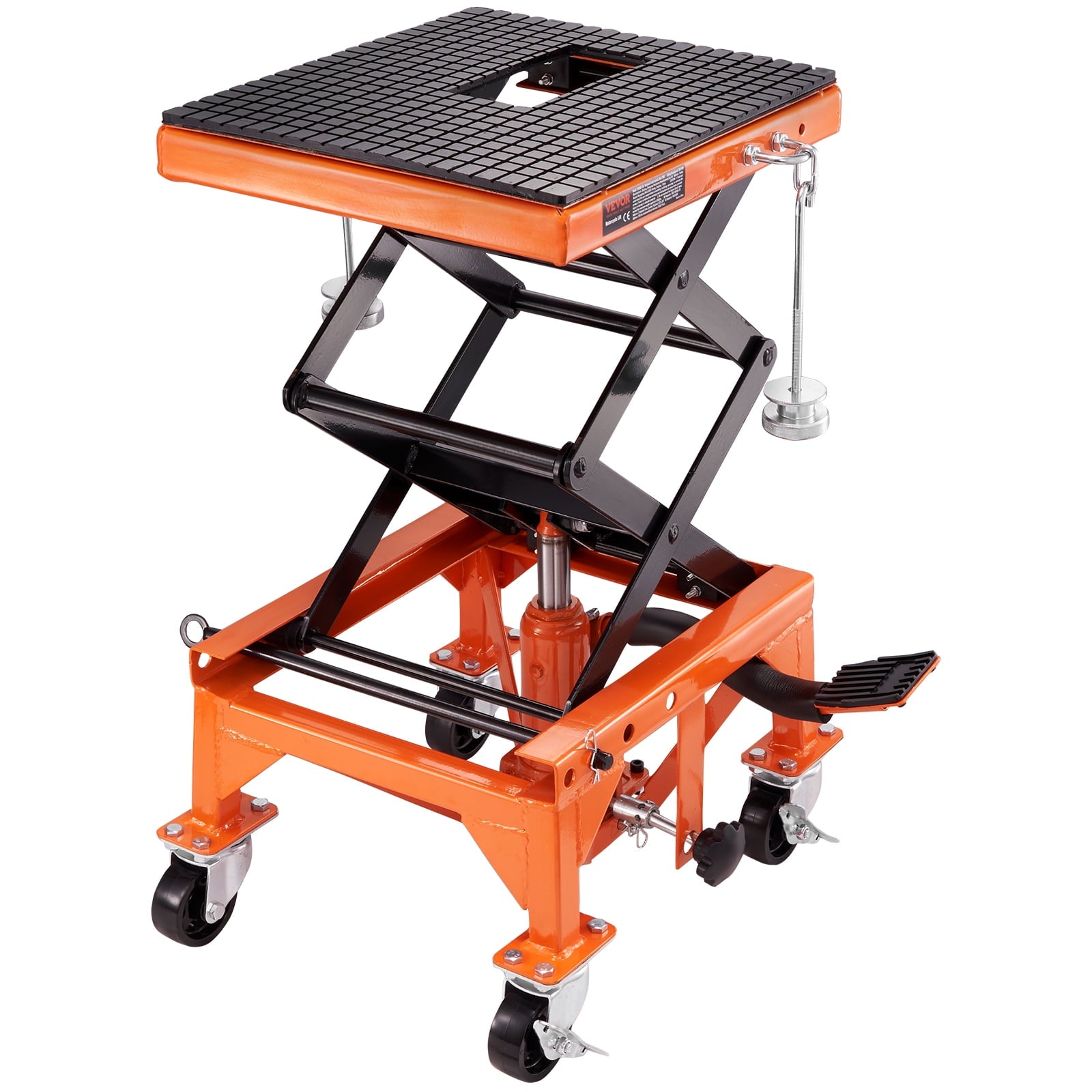 BENTISM Hydraulic Motorcycle Lift Table 350 lbs Height 13'-36' Scissor Jack Stand with Extended Deck Safety Pin J-hook