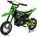 24V Electric Off-Road Motorcycle,250W Motor 13.6MPH Fast Speed Motocross,Leather Seat Dirt Bike Green