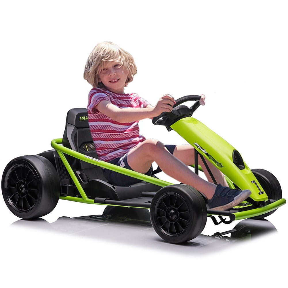 24V Go Kart , Max Load 175lbs, 300W*2 Extra Powerful Motors, 9Ah Large Battery, 8MPH Premium Speed Drifting Green