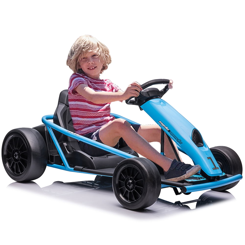 24V Go Kart for Kids 8-12 Years, 300W*2 Extra Powerful Motors, 9Ah Large Battery 8MPH Premium Speed Drifting with Music