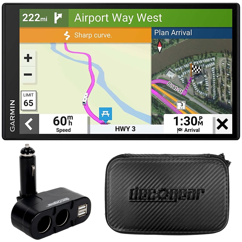 Garmin 010-02747-00 RV 795 7 RV GPS Navigator Bundle with Deco Gear Dual DC12V/24V Electronic Multifunction Vehicle Socket and 7 Inch Hard EVA Case with Zipper for Tablets and GPS