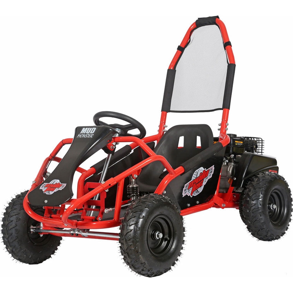 MotoTec Mud Monster Kids Gas Powered 98cc Go Kart Full Suspension, Red