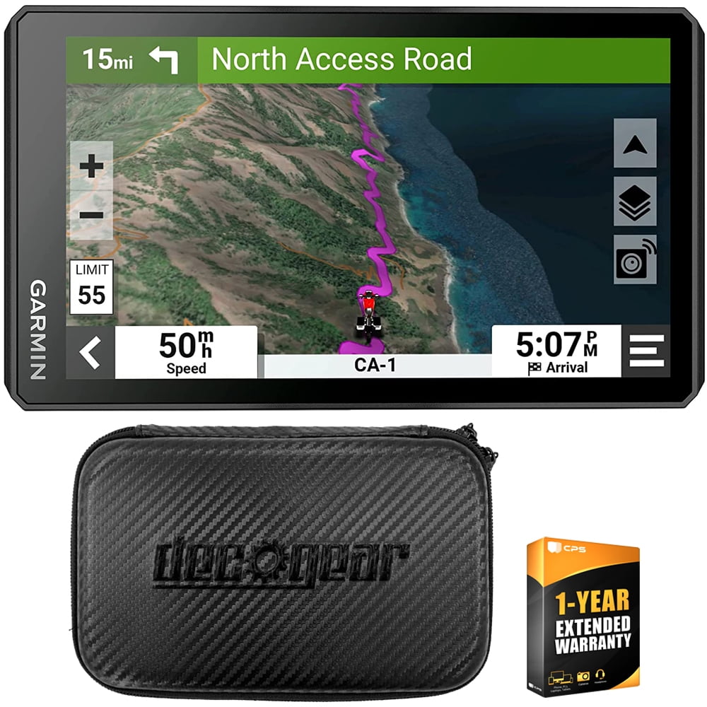Garmin 010-02781-00 Zumo XT2 6 GPS Motorcycle Navigator Deco Gear 6 Inch Hard EVA Case with Zipper and 1 YR CPS Enhanced Protection Pack