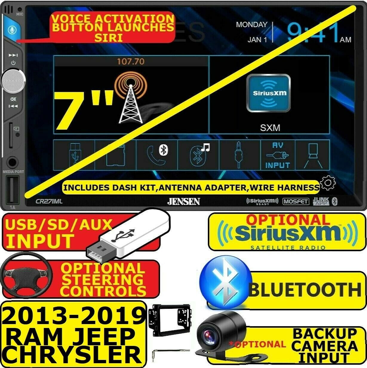 2013 & UP RAM JENSEN GPS NAVIGATION SYSTEM Automobile STEREO RADIO OPTIONAL SIRIUSXM