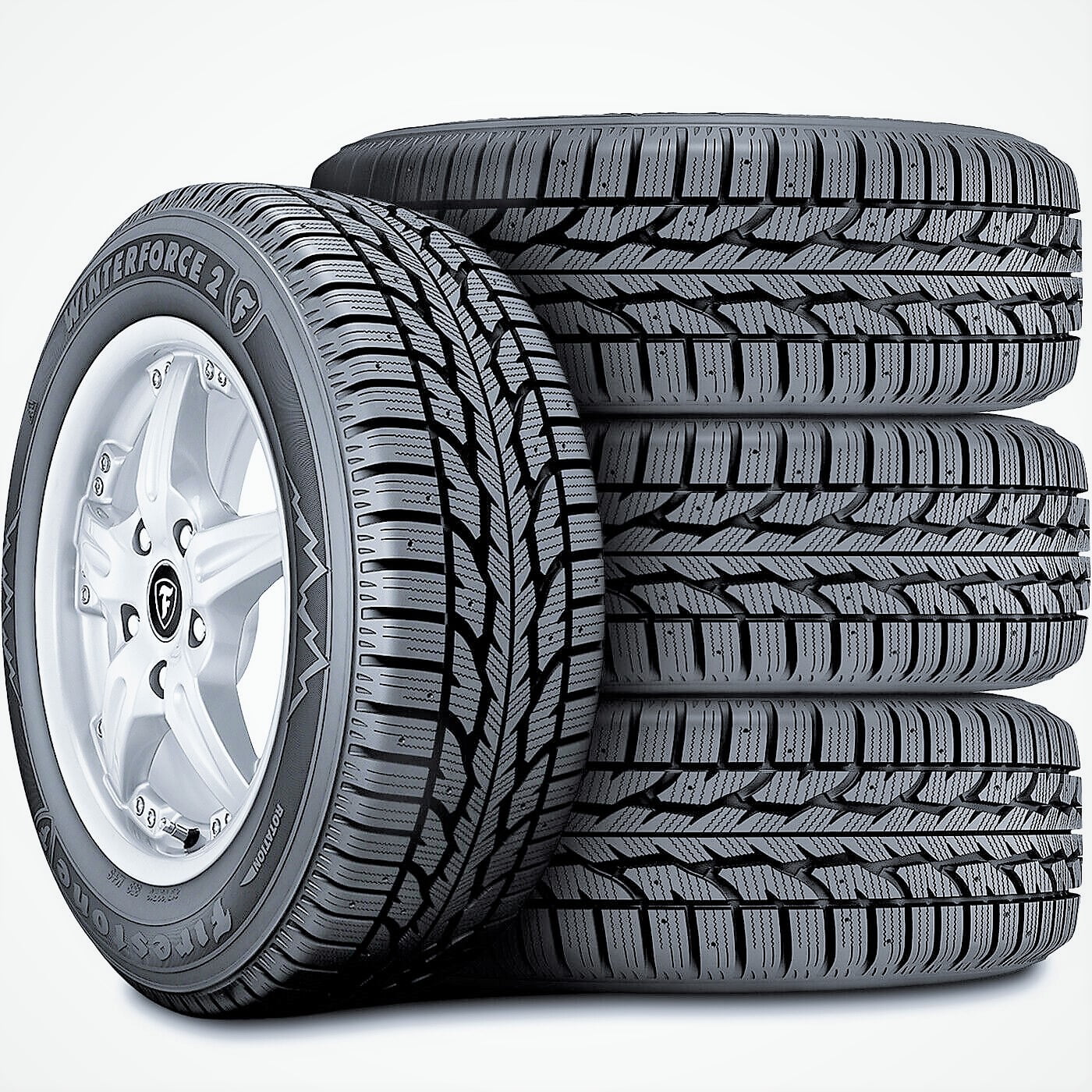 Set of 4 (FOUR) Firestone Winterforce 2 215/65R17 99S Winter Snow Tires Fits: 2014 Dodge Charger SXT, 2015-21 Jeep Renegade Trailhawk