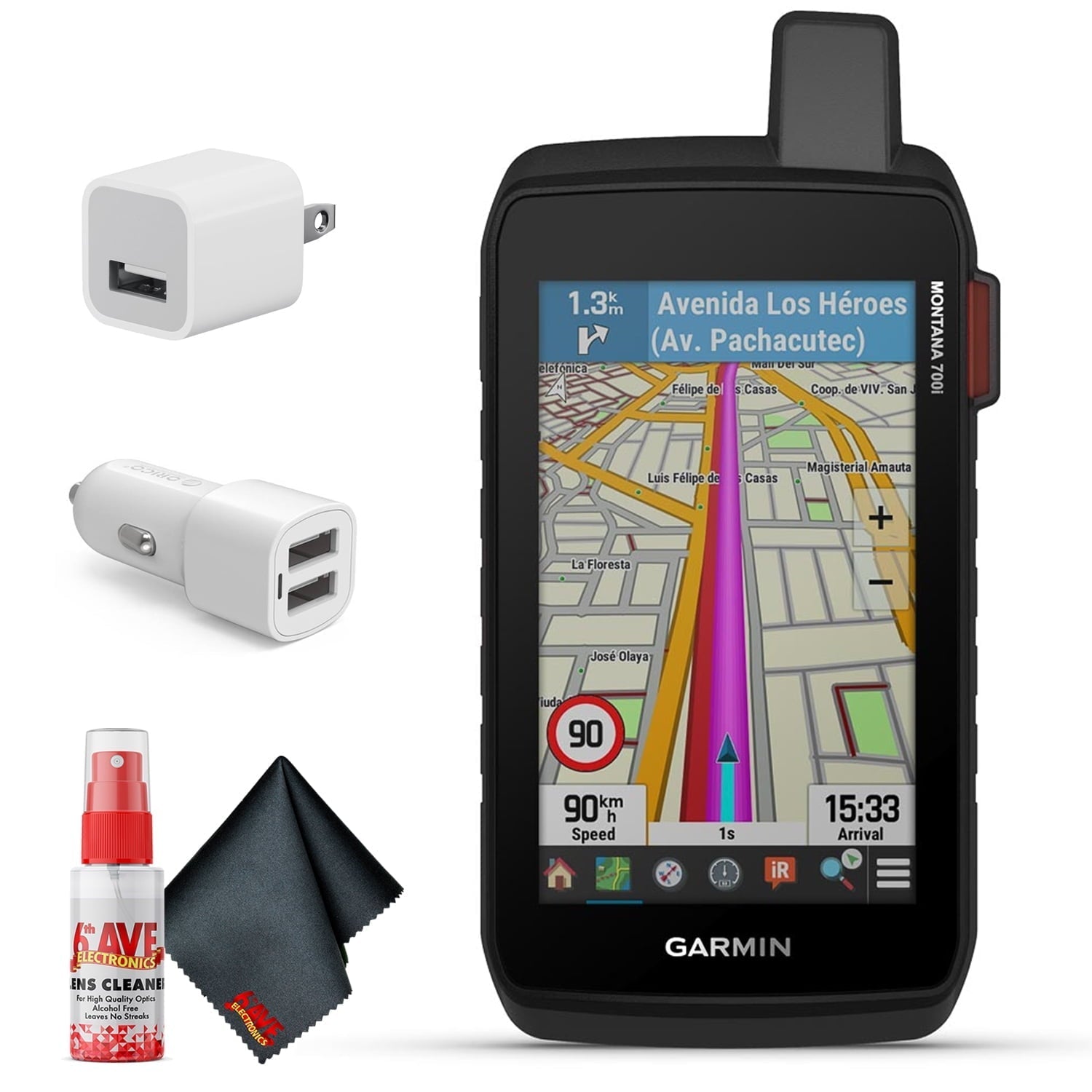 Garmin Montana 700i, Rugged GPS Handheld with 6Ave Travel & Cleaning Kit