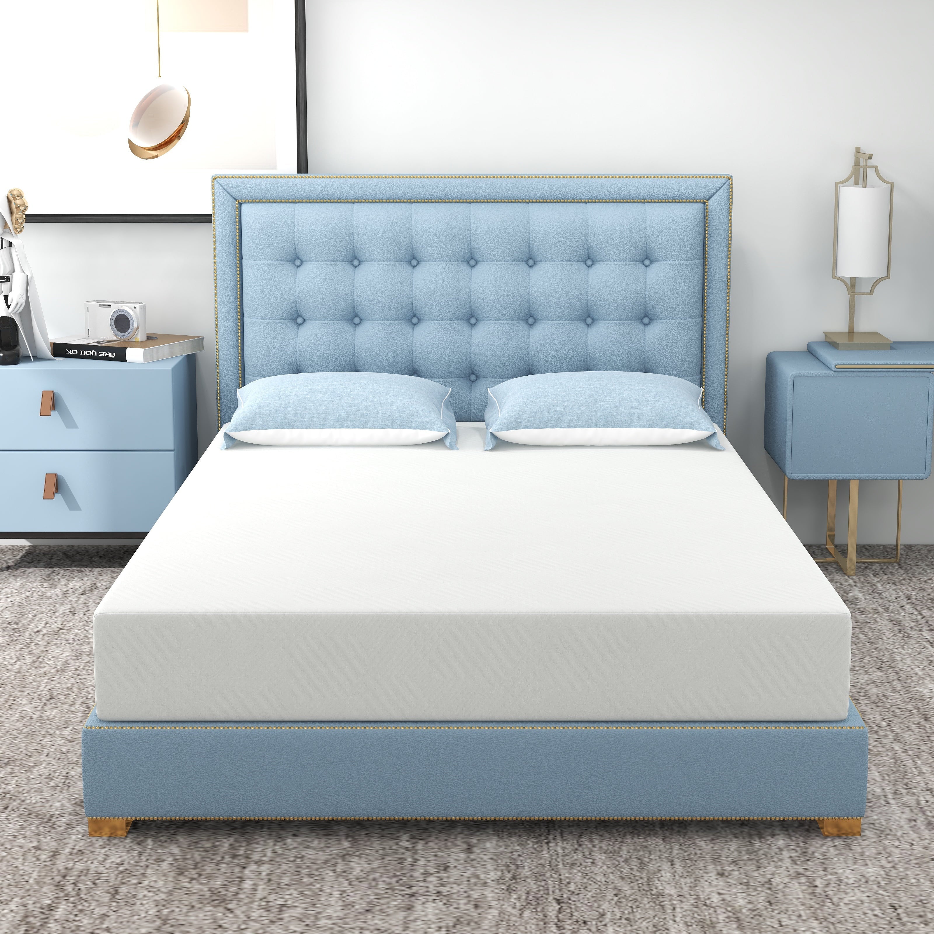 8 inch Full Size Gel Memory Foam Mattress in Camcorder Box for Supportive & Pressure Relief | Medium Feel