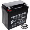 3-Pack UpStart Battery Replacement for 2012 Honda TRX420 Fourtrax Rancher 4x4 420 CC Factory Activated, Maintenance Free, Battery - 12V, 12AH, UB-YTX14-BS