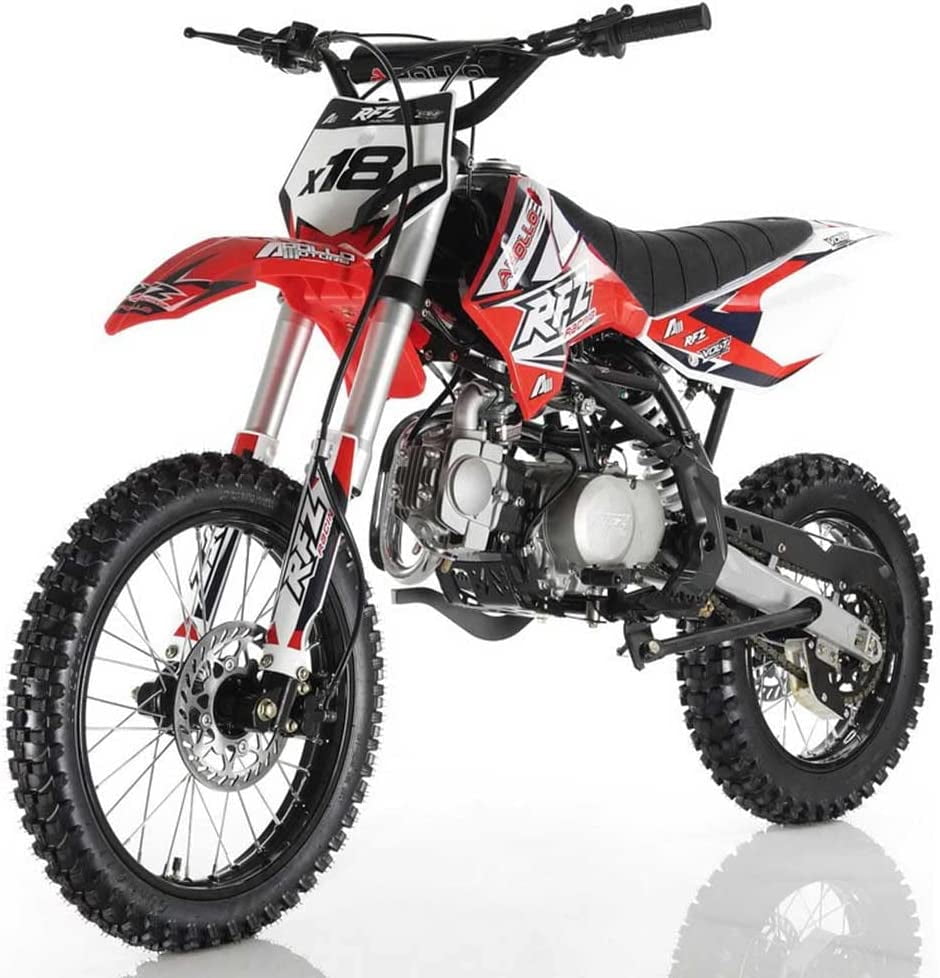 Apollo DB X18 125CC Racing Vitacchi Gas Dirtbike Manual with Kick Start Pitbike dirt bike for Youth & Adults - Color Sporty Red