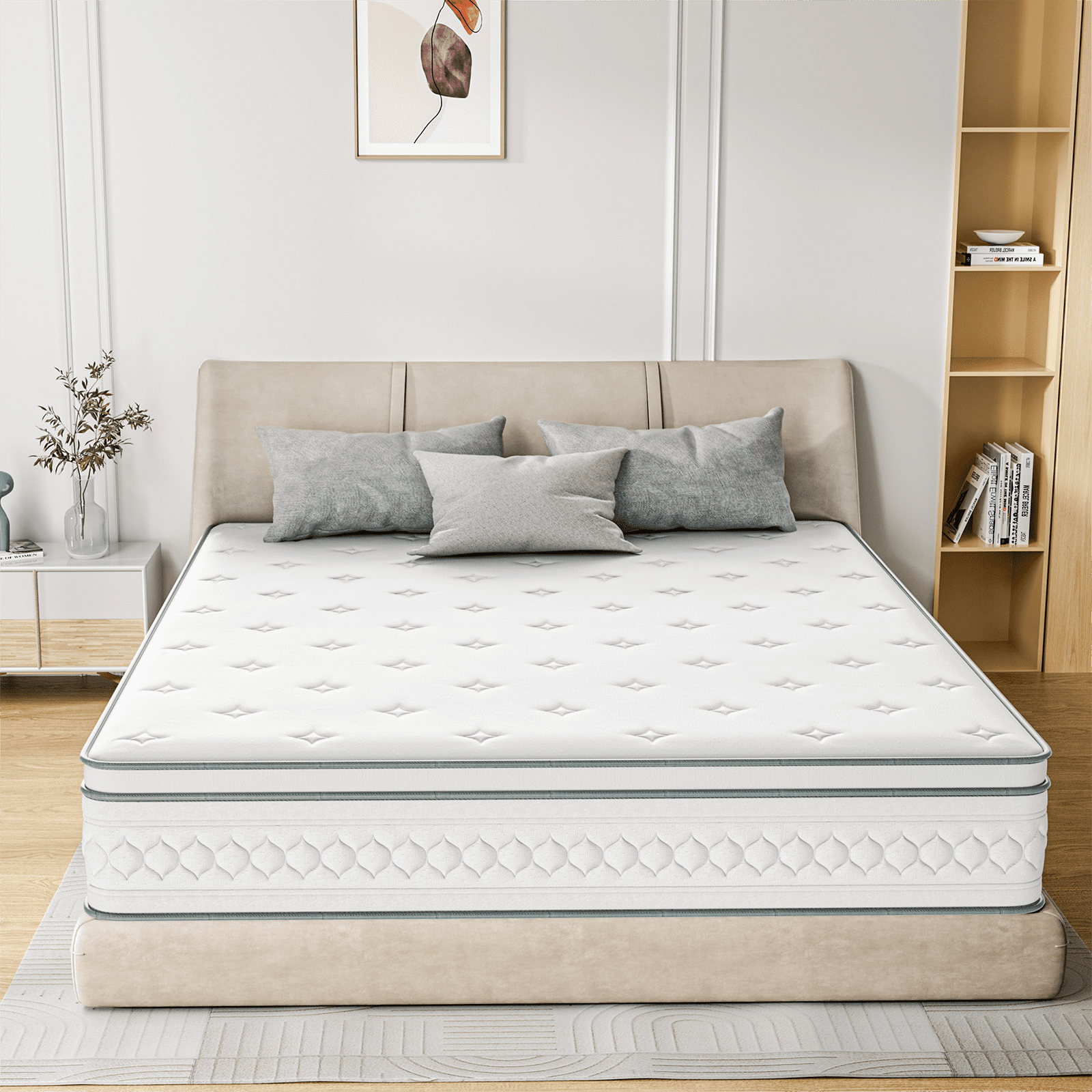 Babo Care Queen Hybrid Mattress, 12 inch Cooling-Gel Memory Foam and Individually Pocket Innerspring Mattress, CertiPUR-US Certified,Queen Size Mattress