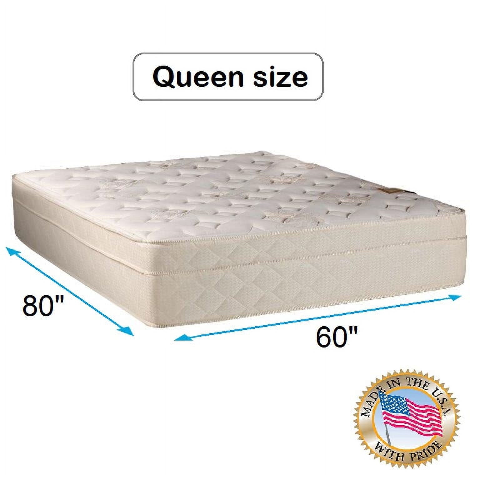 Beverly Hills (Pillowtop) Eurotop Firm Foam Encased Mattress Only with Mattress Cover Protector Included - Innerspring coils, Fully Assembled, Orthopedic by Dream Solutions USA (Queen 60 x80 x13 )