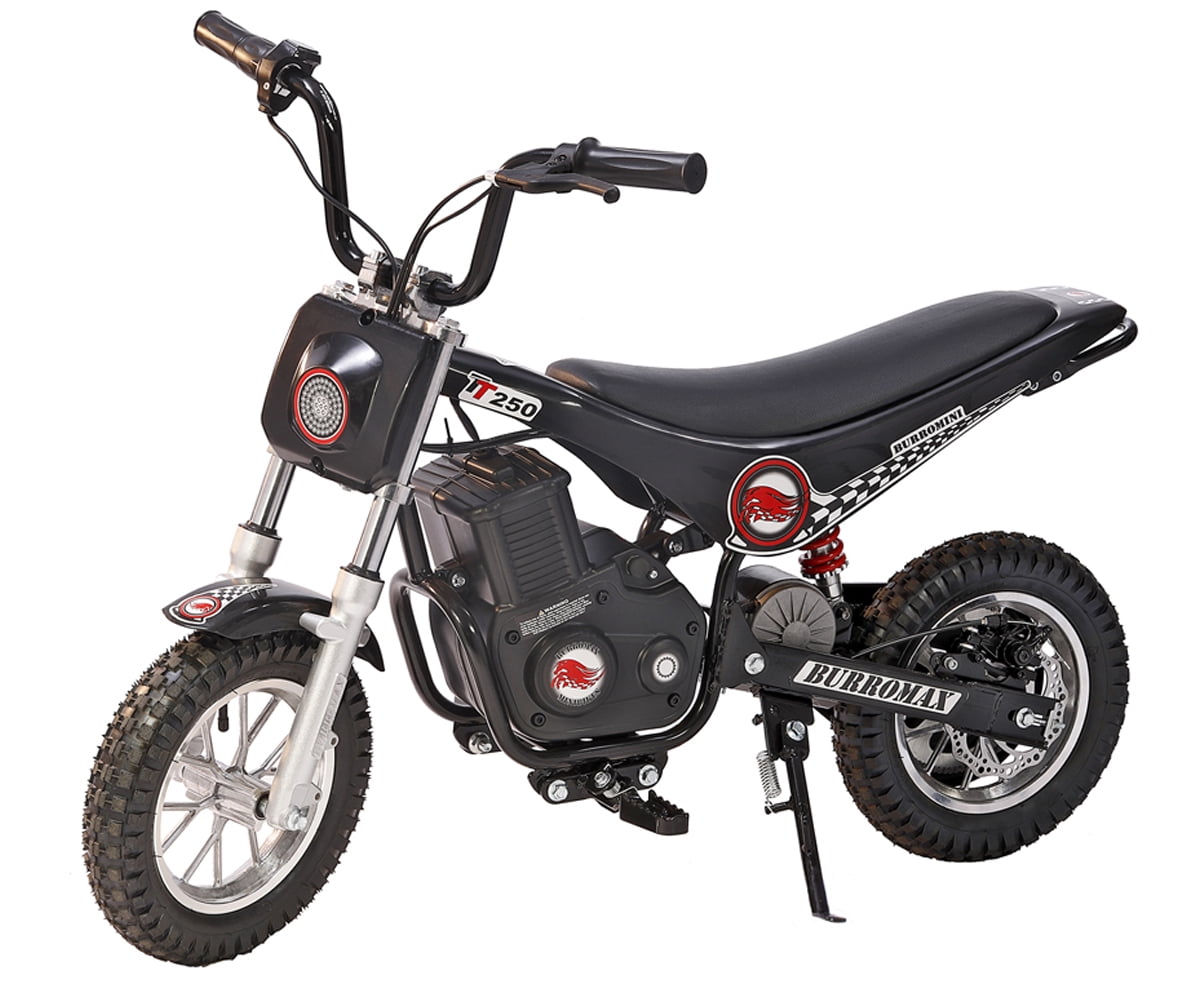 Burromax TT250, 250w 24v, 2 Speeds, 14 mph, up Screen 150lb Rider, Electric Mini Dirt Bike (Black)