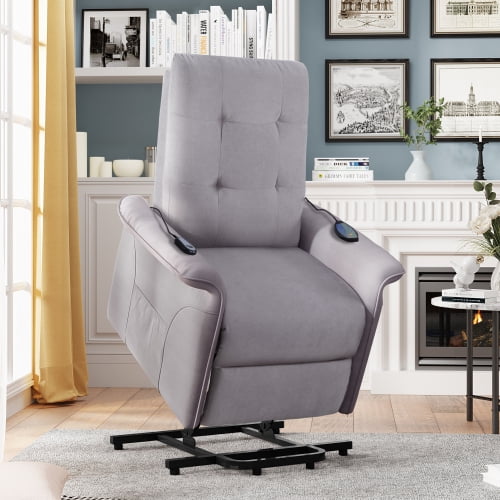CHURANTY Power Lift Recliner with Massage & Vibration Recliner Chair Massage Sofa Microfiber Fabric Living Room Chair with Side Pockets and Remote Control