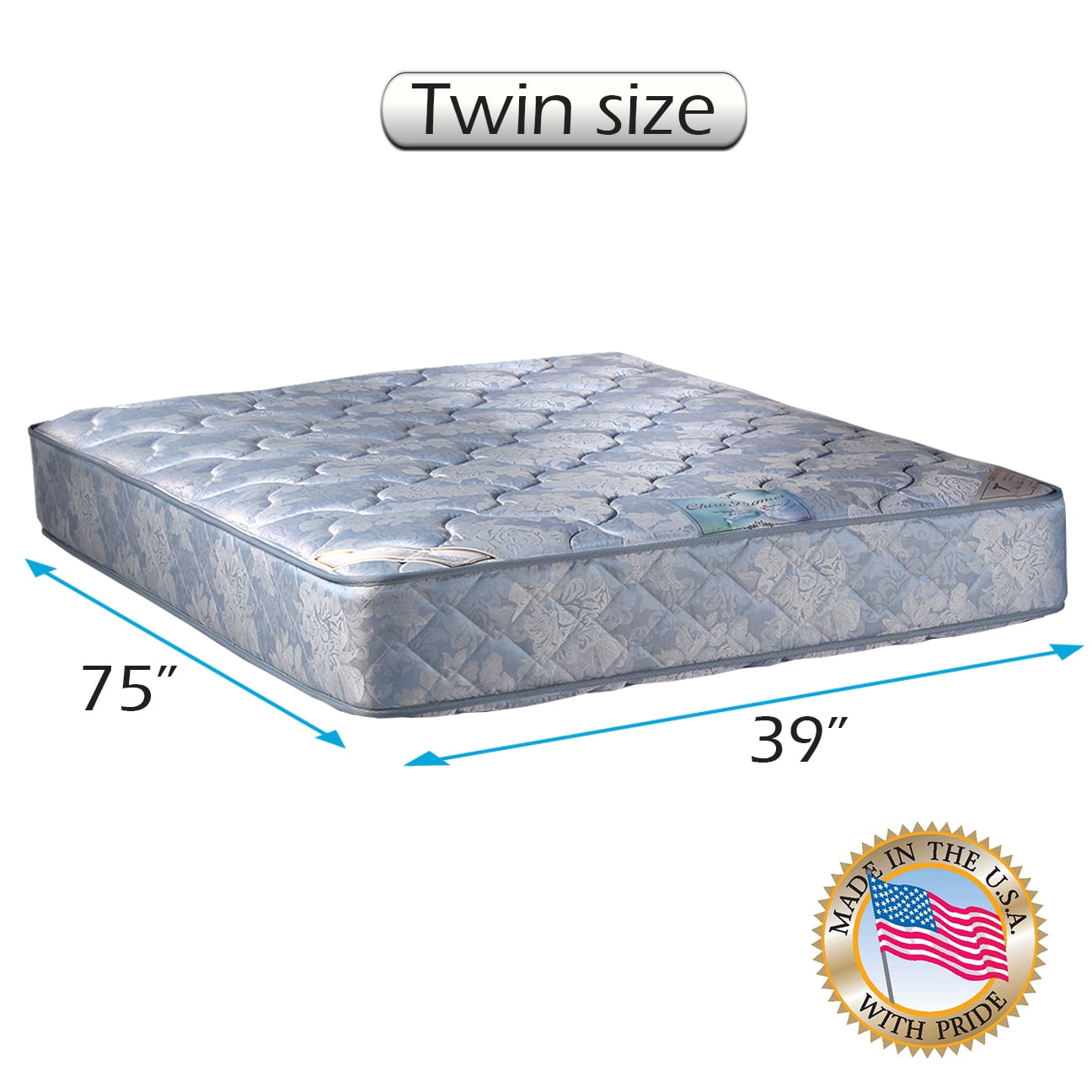 Chiro Premier 2-Sided Orthopedic (Blue Color) Twin Mattress Only with Mattress Cover Protector Included - Spine Support, Fully Assembled, Innerspring coils, Long Lasting by Dream Solutions USA