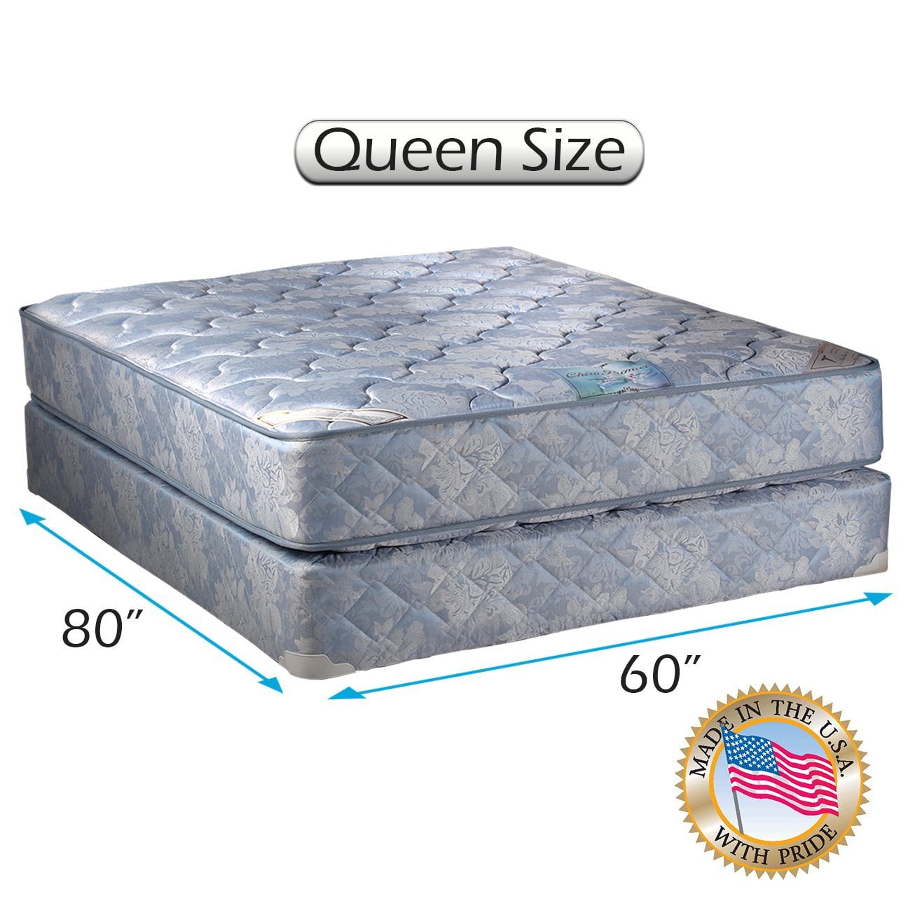 Chiro Premier Two-Sided (Blue Color) Mattress set with Mattress Cover Protector Included - Fully Assembled, Orthopedic, Long Lasting By Dream Solutions USA (Queen 60 x80 x9 )