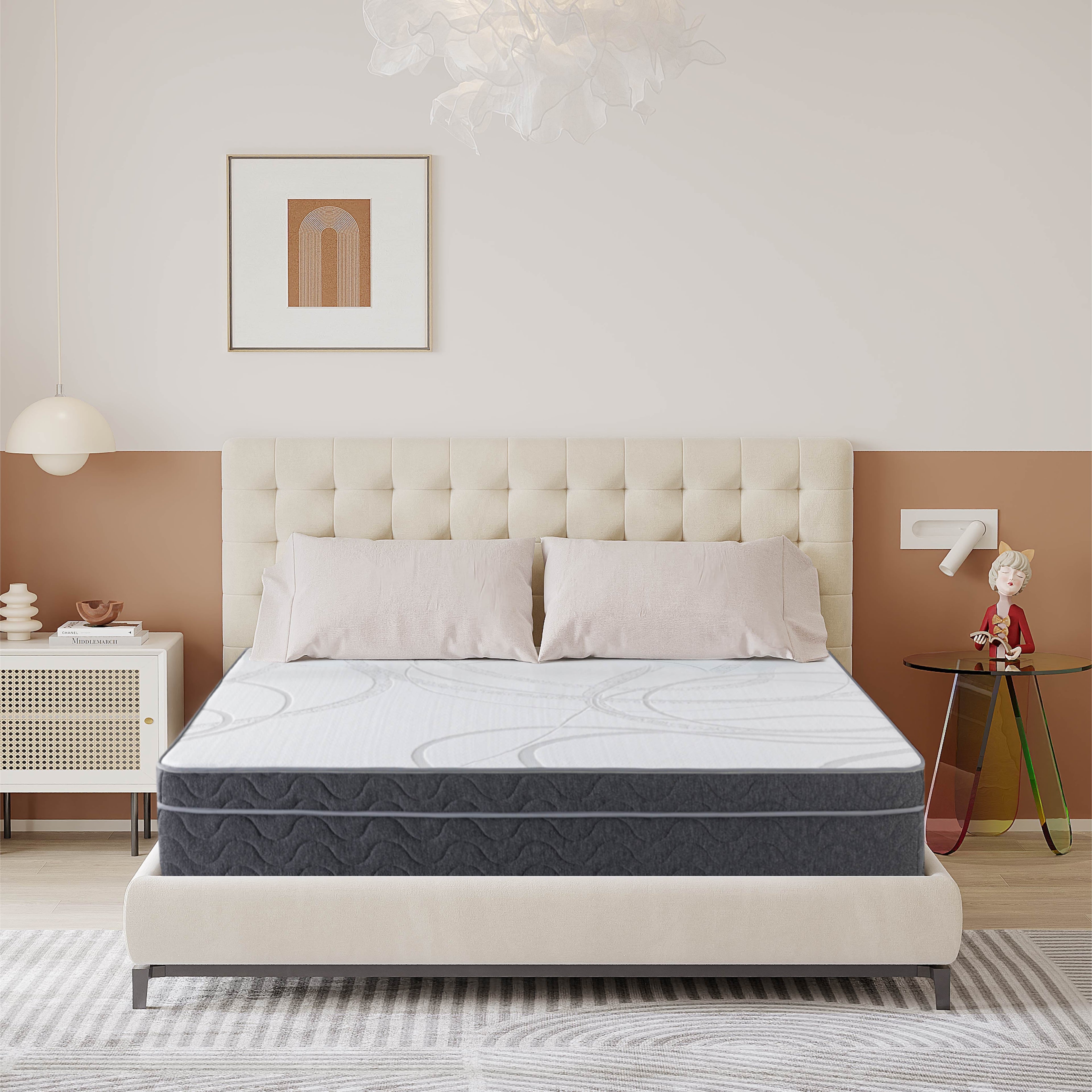 CoSoTower 10 Inch Twin Mattress, Cooling Gel Infused Memory Foam And Individual Pocket Spring Mattress, Made In Usa, Mattress In Camcorder Box, Certipur-Us Certified