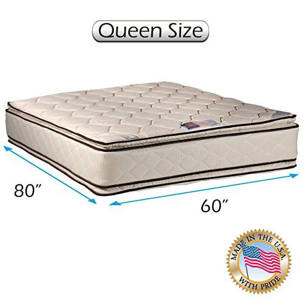 Coil Comfort Pillow Top Mattress Only (Queen) Double-Sided Sleep System with Enhanced Cushion Support- Fully Assembled, Great for your Back, longlasting Comfort -By Dream Solutions USA