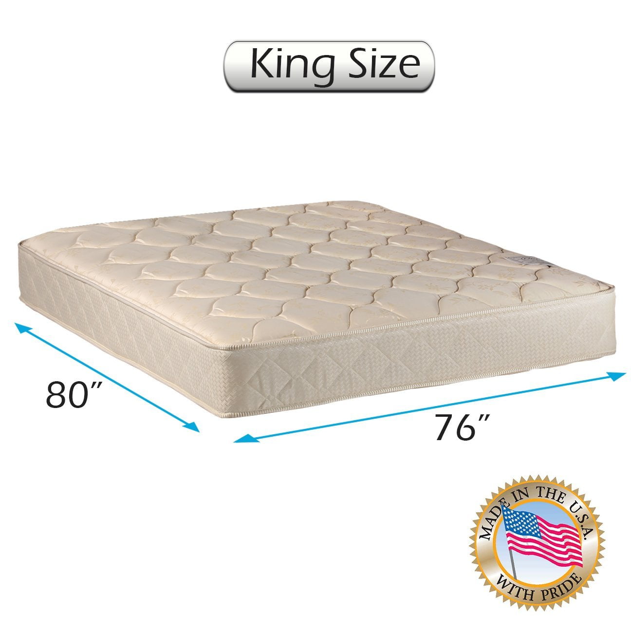 Comfort Classic 2-Sided Gentle Firm King Mattress Only with Mattress Cover Protector Included - Fully Assembled, Orthopedic, Premium Density Foam, Long Lasting by Dream Solutions USA