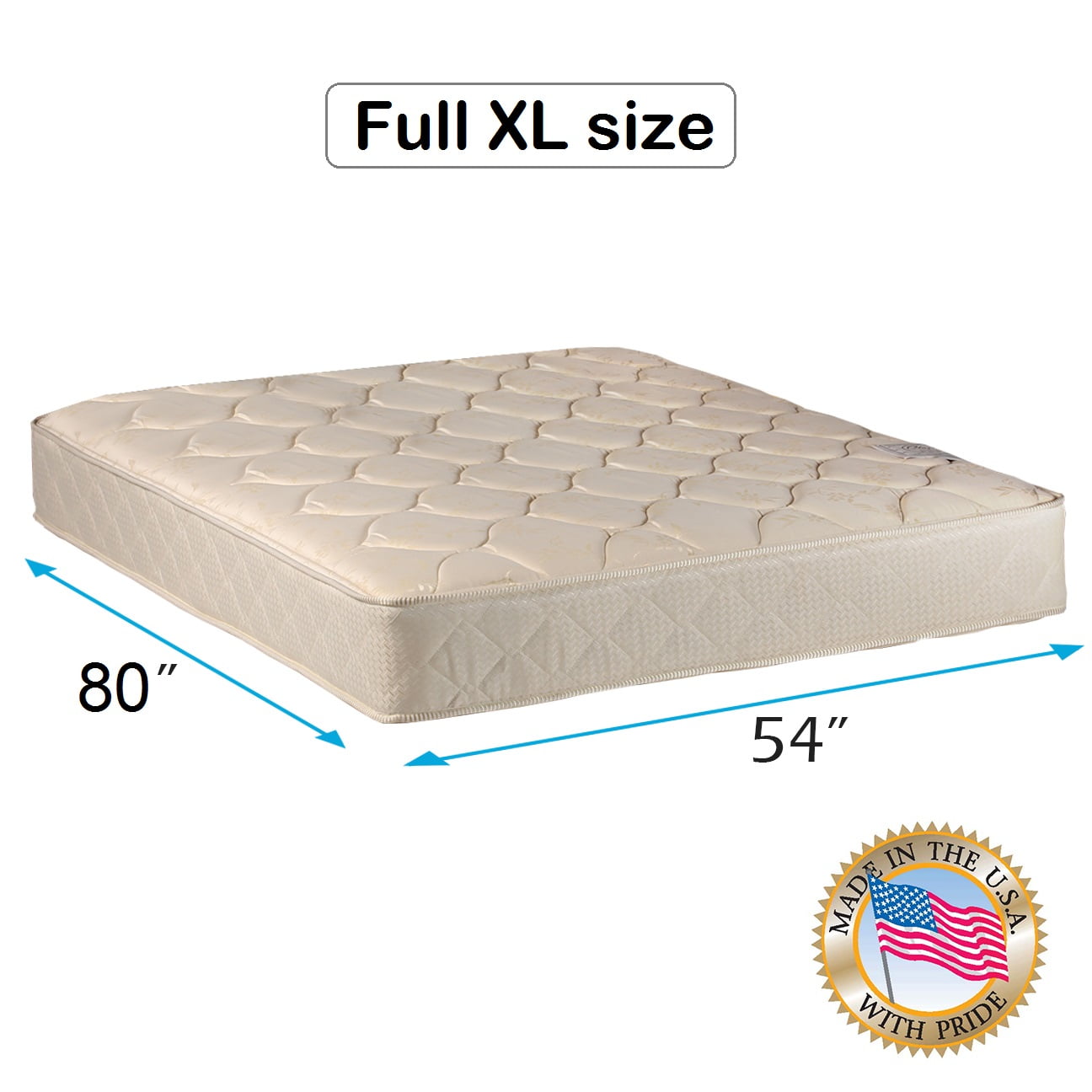 Comfort Classic Gentle Firm (Full XL - 54 x80 x9 ) Mattress Only - Fully Assembled, Orthopedic, Good for your back, Superior Standard - Long Lasting and 1 Sided - By Dream Solutions USA