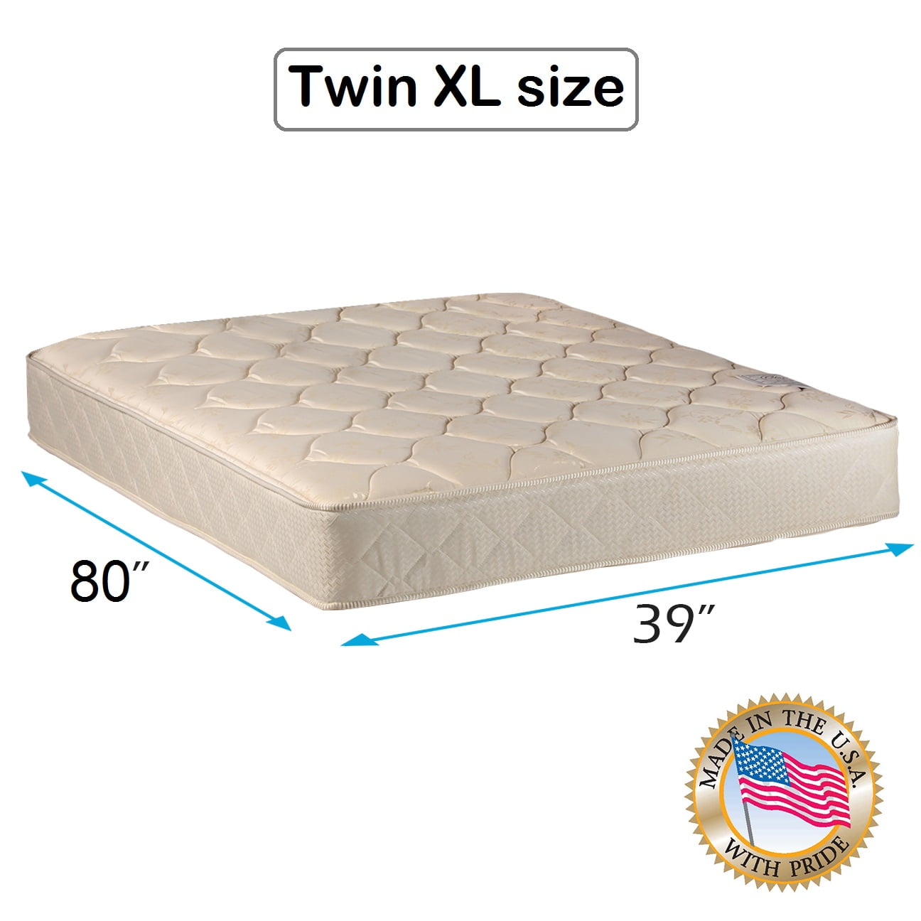 Comfort Classic Gentle Firm Twin XL Mattress Only with Mattress Cover Protector Included - Fully Assembled, Orthopedic, Good for your back, Long Lasting and 1 Sided by Dream Solutions USA