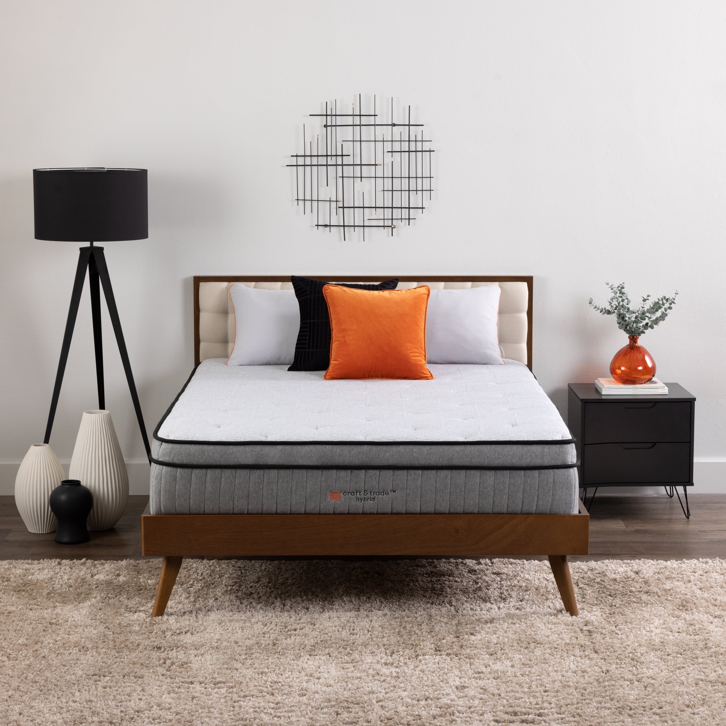 Craft & Trade Daybreak 14 Hybrid Mattress-in-a-Box, Queen, 2 Bonus Pillows