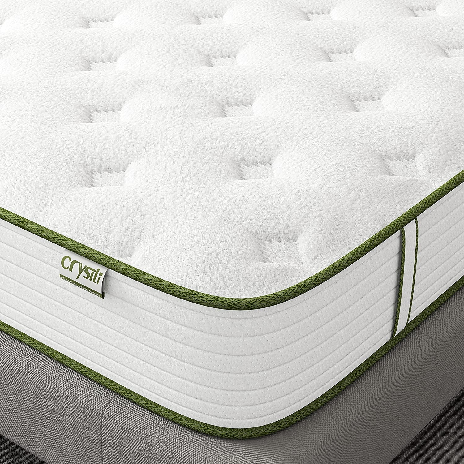 Crystli 12 Hybrid Queen Mattress Memory Foam Mattress with Wrapped Innersprings Medium Firm Bed-in-a-Box CertiPUR-US Certified Queen