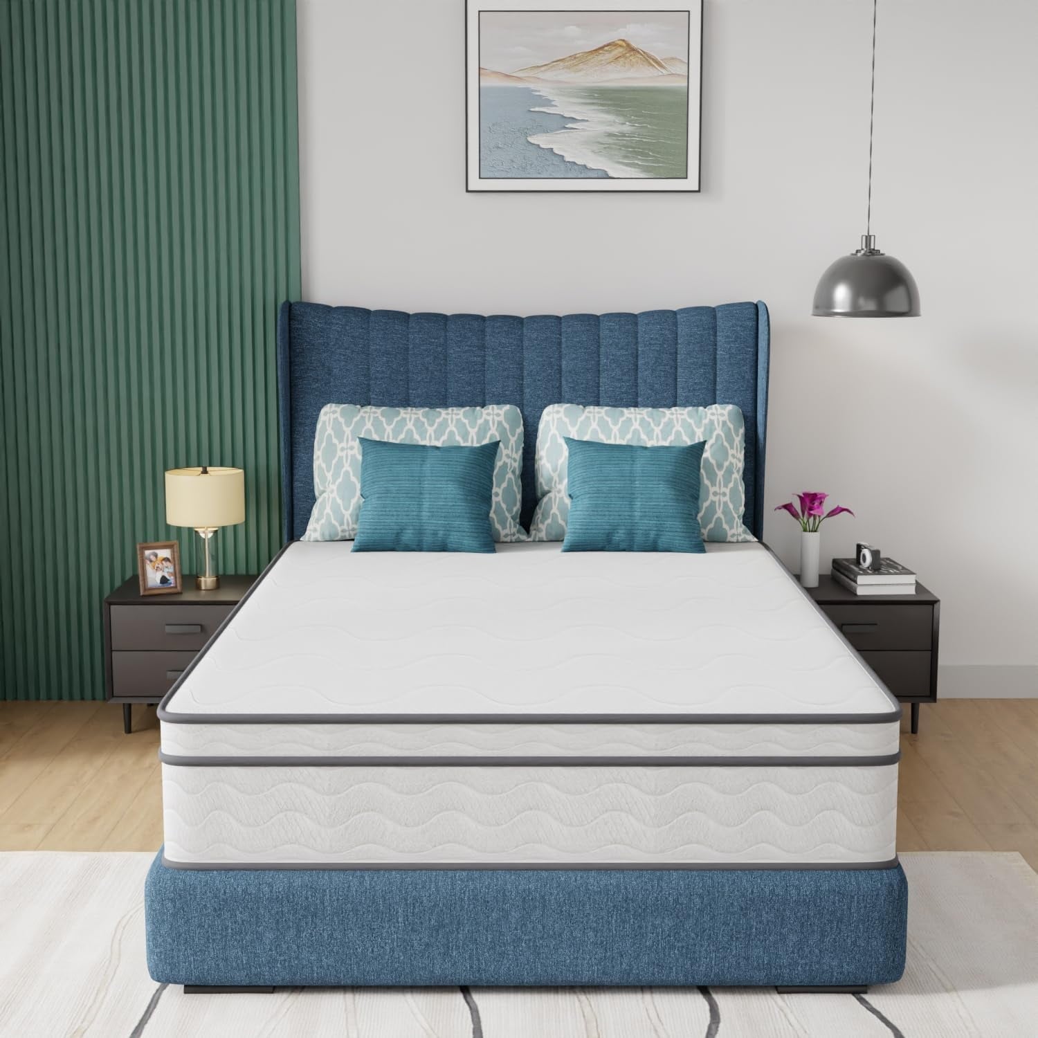 Dkelincs Full Mattress 12 inch Innerspring Mattress with Bamboo Charcoal Gel Memory Foam Mattress in Lens Box for Pressure Relief