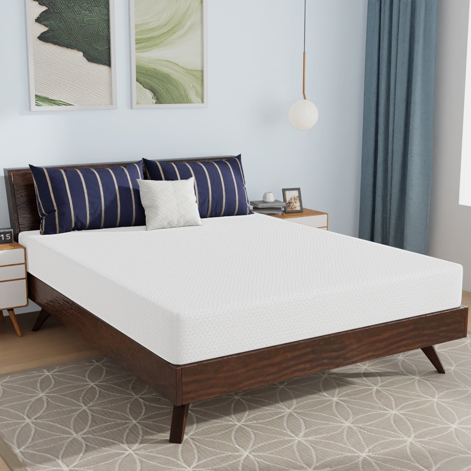 Dkelincs Queen Mattress 8 inch Cooling Bamboo Charcoal Gel Memory Foam Mattress in Camcorder Box, White