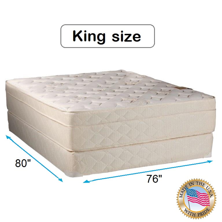 Dream Sleep Beverly Hills Firm Foam PillowTop (Eurotop) Mattress and Box Spring Set - Quilted Fabric, Orthopedic, Longlasting by Dream Solutions USA (King 76 x80 x13 )