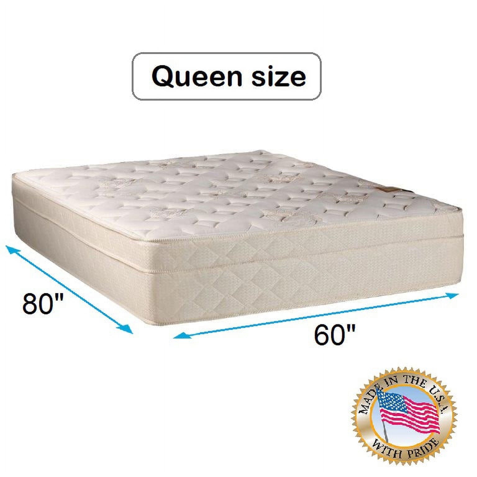 Dream Sleep Beverly Hills Pillowtop Firm Foam Encased Queen Mattress Only with Mattress Protector Included - Sleep System Support, Longlasting, Orthopedic by Dream Solutions USA