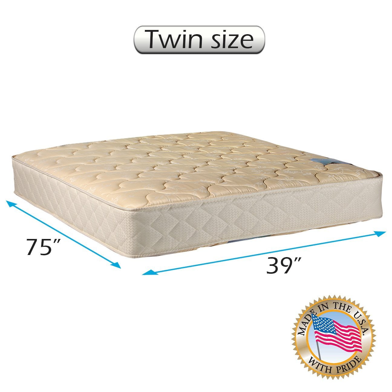 Dream Sleep Chiro (Beige) Premier Orthopedic 2-Sided Mattress Only - Sleep Support, Luxury Quality, Longlasting Comfort by Dream Solutions USA (Twin 39 x75 x9 )