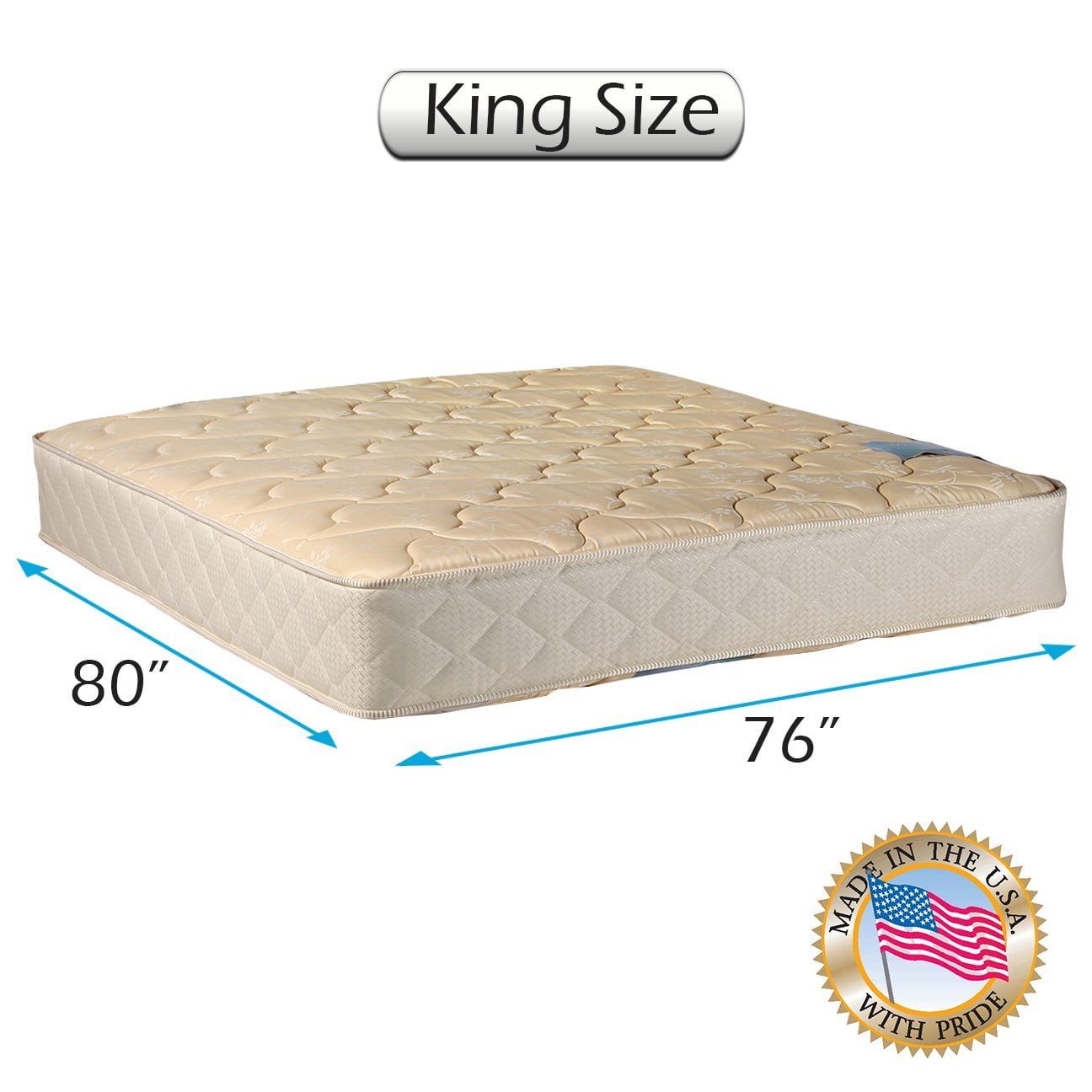 Dream Sleep Chiro Premier Gentle Firm King 2-Sided Mattress Only with Mattress Protector Included (Beige) - Orthopedic, Innerspring coils, Long Lasting Comfort by Dream Solutions USA