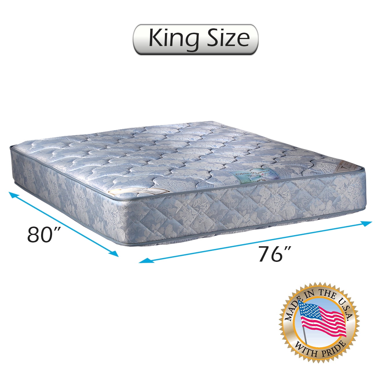 Dream Sleep Chiro Premier Orthopedic (Blue) Mattress Only - Fully Assembled, Good for your back, Longlasting and 2 Sided by Dream Solutions USA (King 76 x80 x9 )