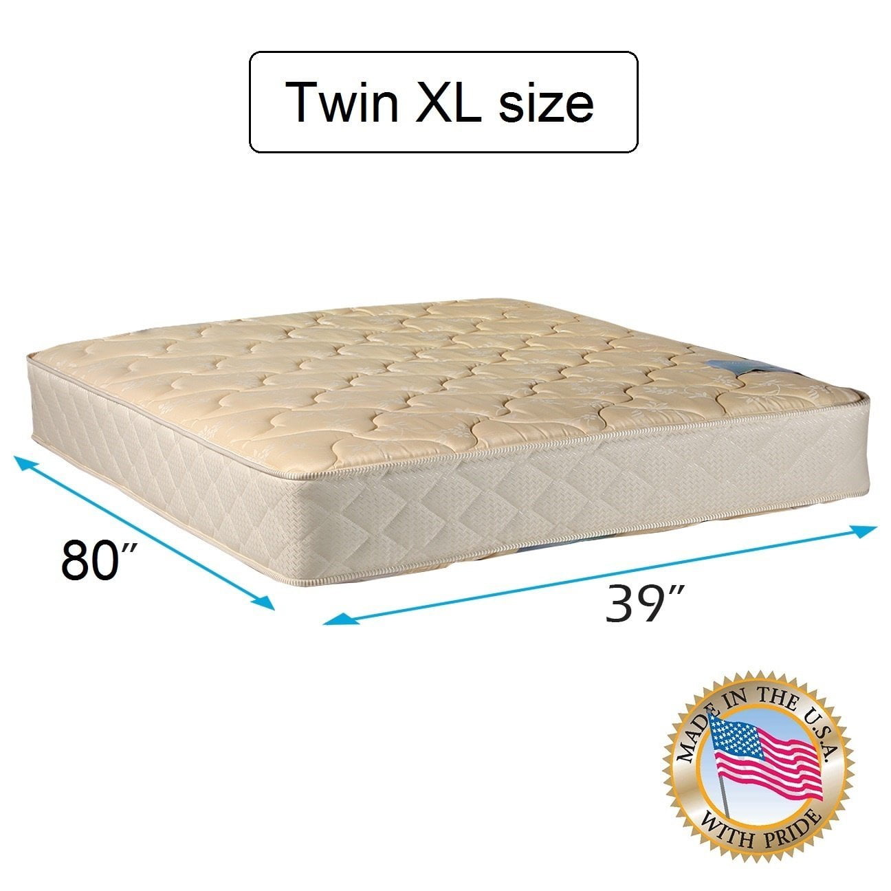 Dream Sleep Chiro Two-Sided Gentle Firm Twin XL Mattress Only with Mattress Protector Included (Beige) - Premier Orthopedic Type, Fully Assembled, Innerspring coils, Longlasting by Dream Solutions USA