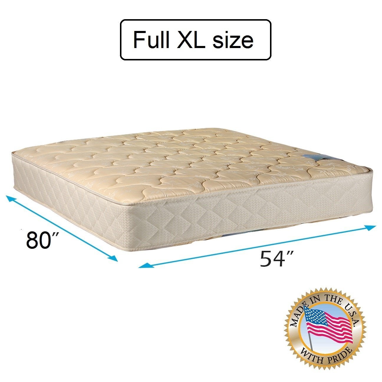 Dream Sleep Chiro Two-Sided Premier Orthopedic Mattress Only Full XL (54 x80 x9 ) (Beige) - Sleep Support, Luxury Quality, Long Lasting Comfort by Dream Solutions USA