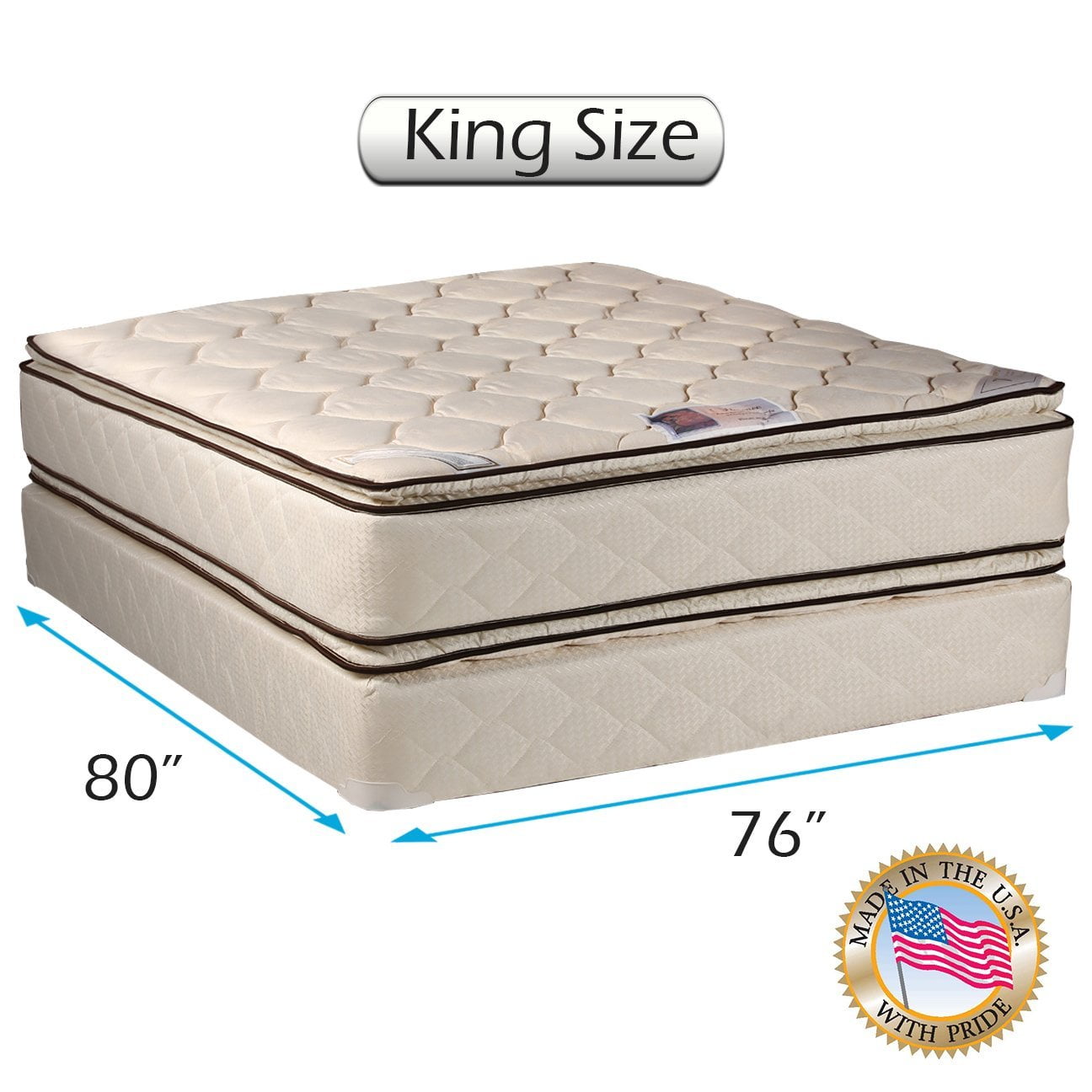 Dream Sleep Coil Comfort PillowTop 2-Sided King Mattress set with Mattress Protector Included - Sleep System with Enhanced Cushion Support, Fully Assembled, Orthopedic, Longlasting