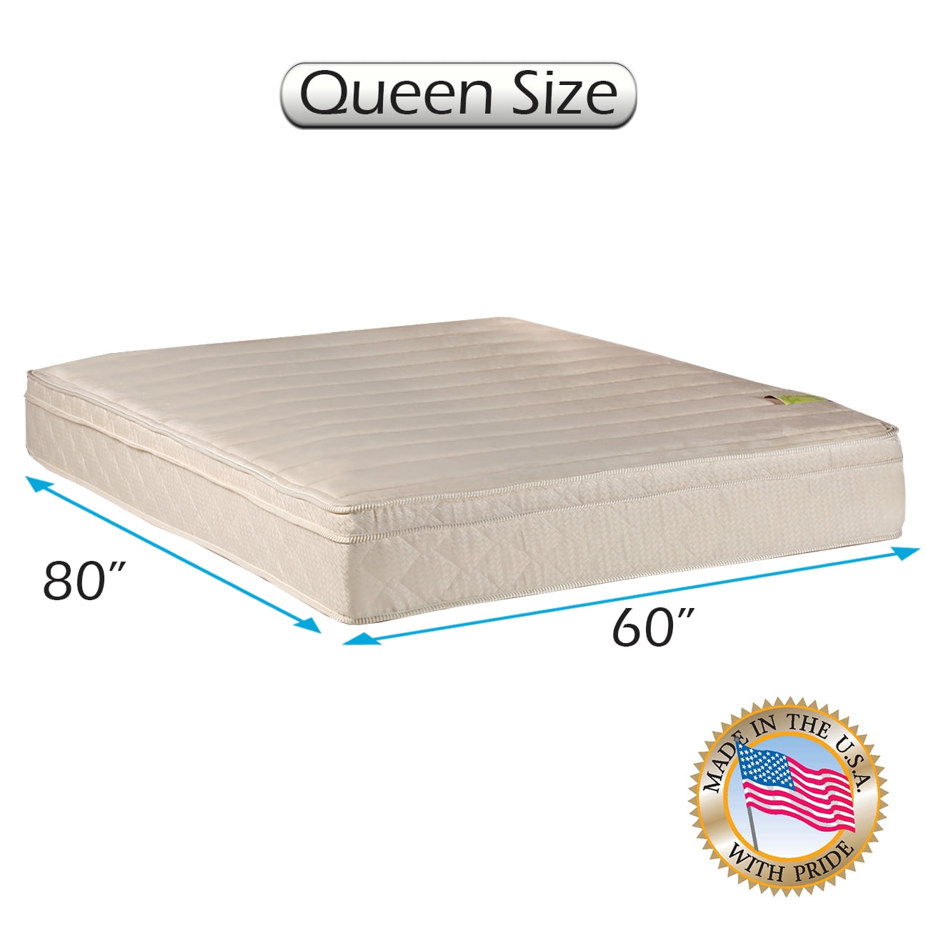 Dream Sleep Comfort Pedic Extra Firm PillowTop (Eurotop) Queen Mattress Only - System with Enhanced Foam Encased Cushion Support, Fully Assembled, Plush Knit Cover By Dream Solutions USA