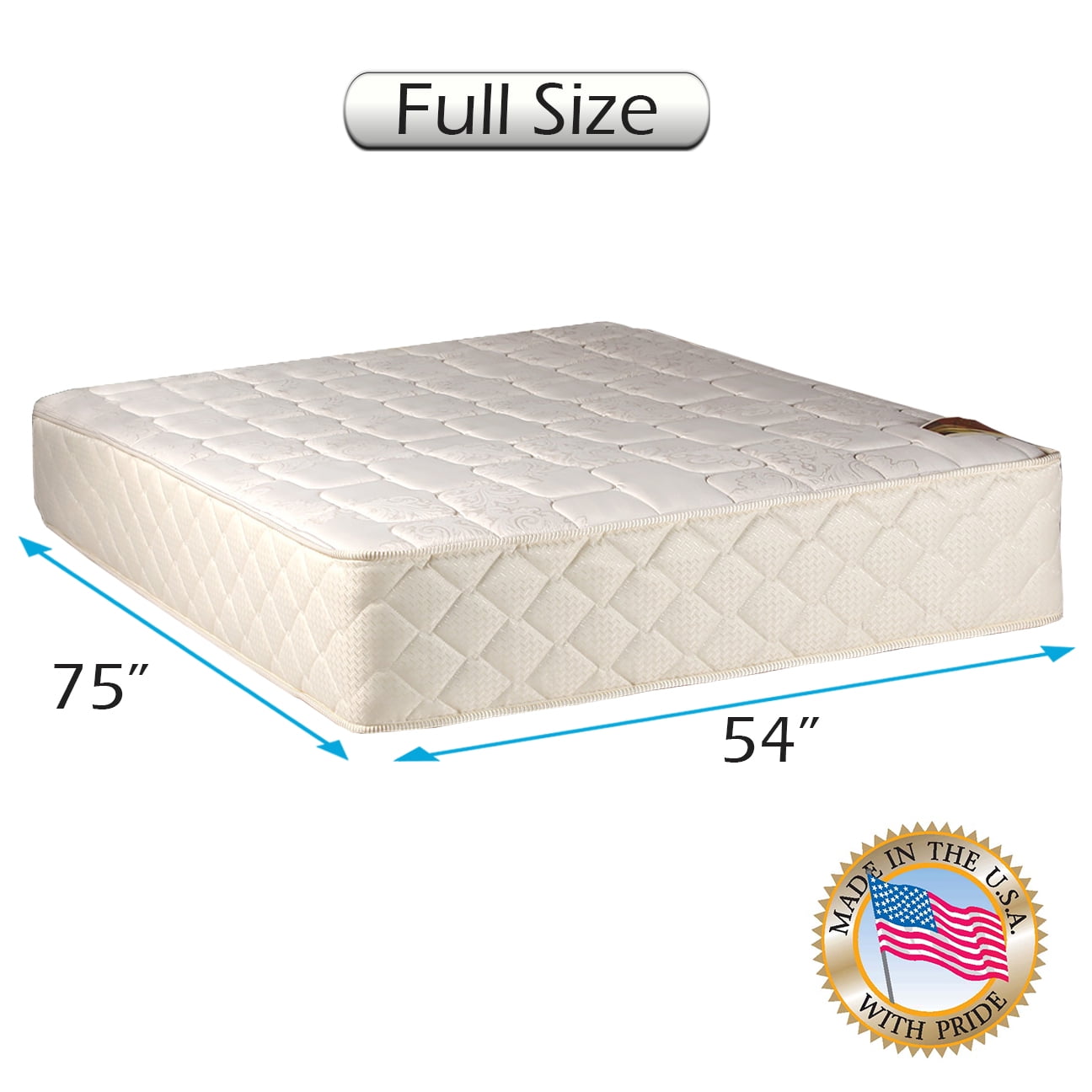 Dream Sleep Grandeur Deluxe Full Medium Firm Two-Sided Mattress Only with Mattress Cover Protector Included - Fully Assembled, Sleep Support, Longlasting Comfort