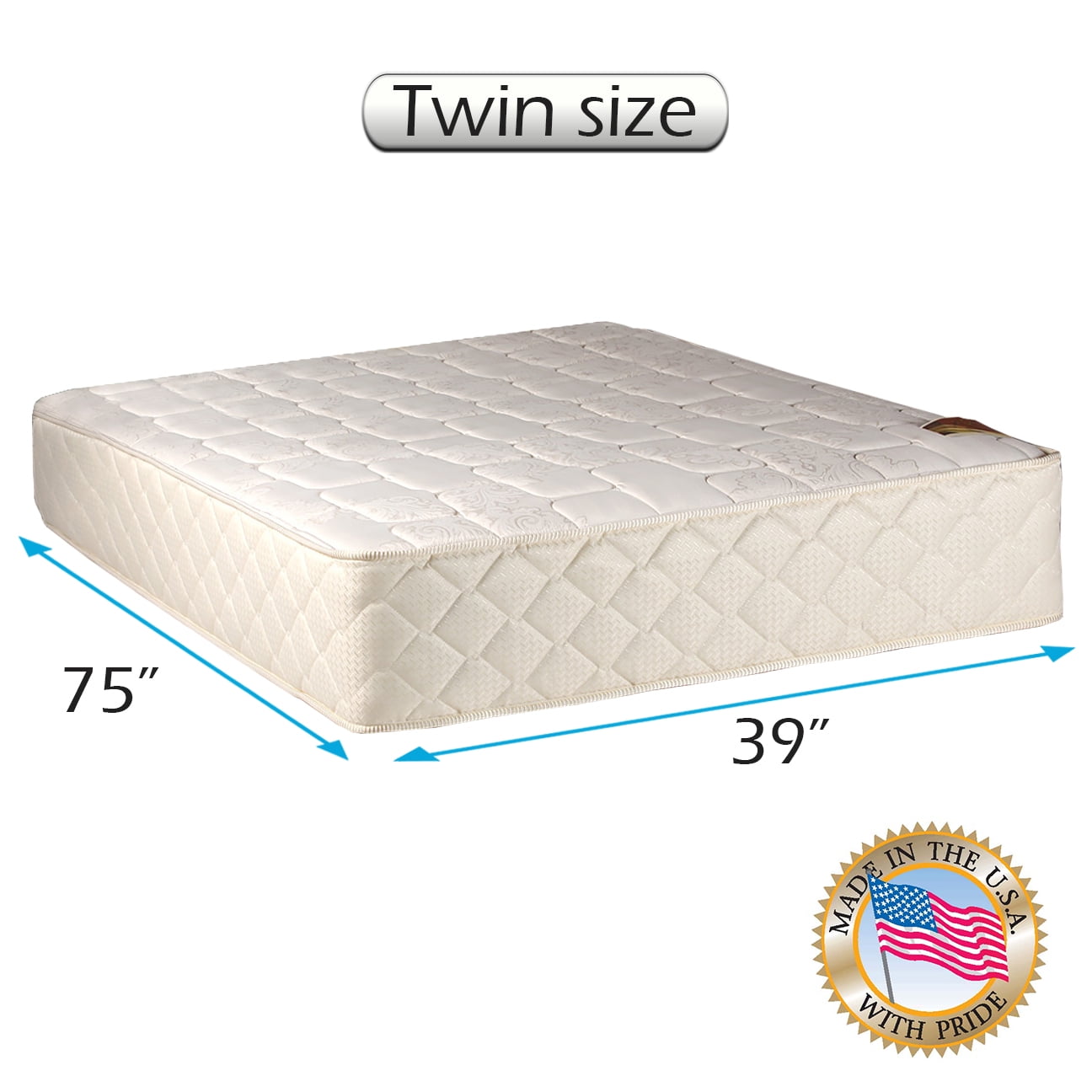Dream Sleep Grandeur Deluxe Twin Medium Firm Two-Sided Mattress Only with Mattress Cover Protector Included - Fully Assembled, Sleep Support, Longlasting Comfort
