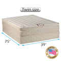 Dream Sleep Dreamy Collection Pillow Top (Eurotop) Mattress Set with Mattress Cover Protector - Medium Firm, Quilted Fabric, Premium Edge Guards, Longlasting by Dream Solutions USA (Twin 39 x75 x10 )