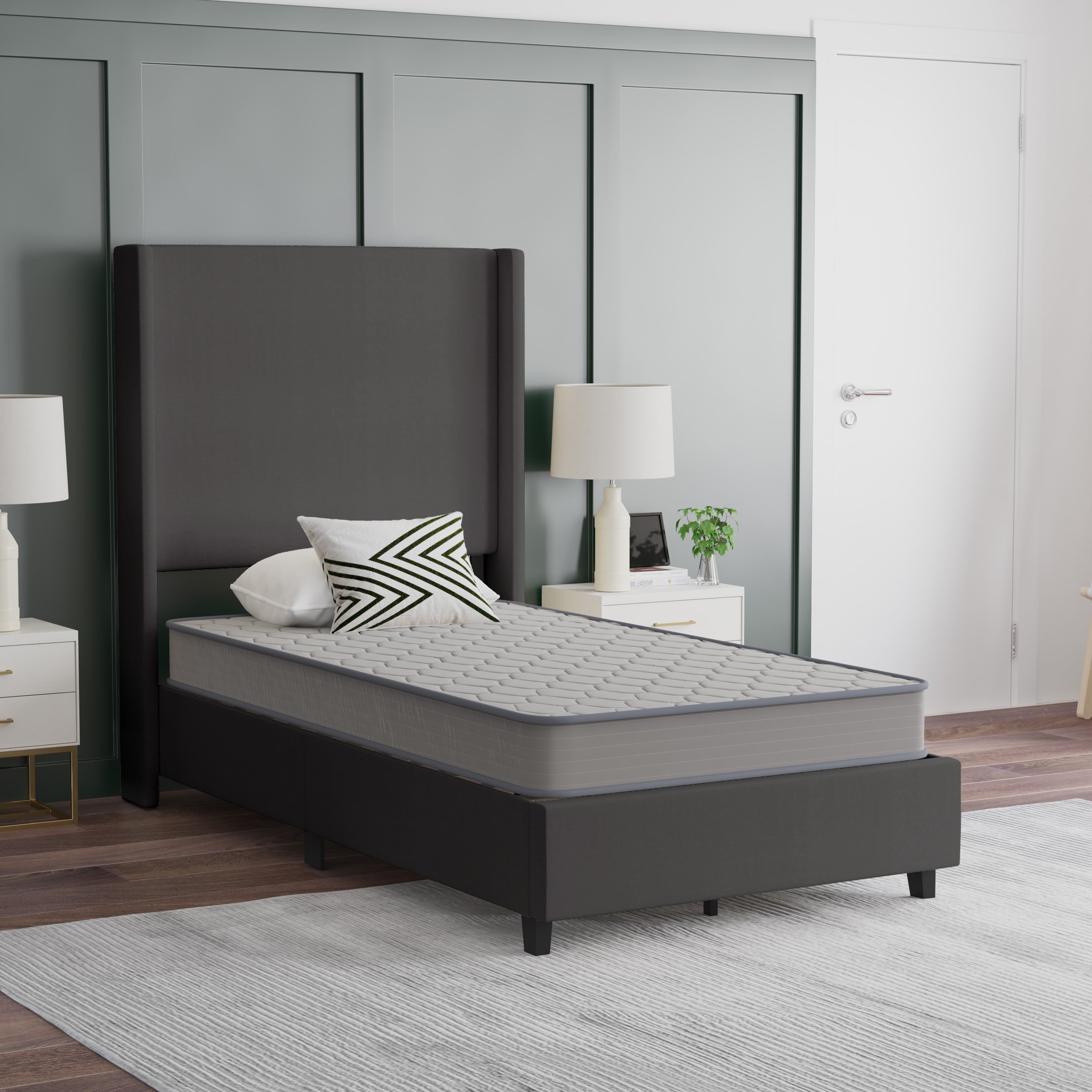 Emma + Oliver Premium Comfort 6 Twin Size Medium Firm Hybrid Innerspring Mattress in Camcorder Box with Knitted Fabric Top and CertiPUR-US Certified Foam