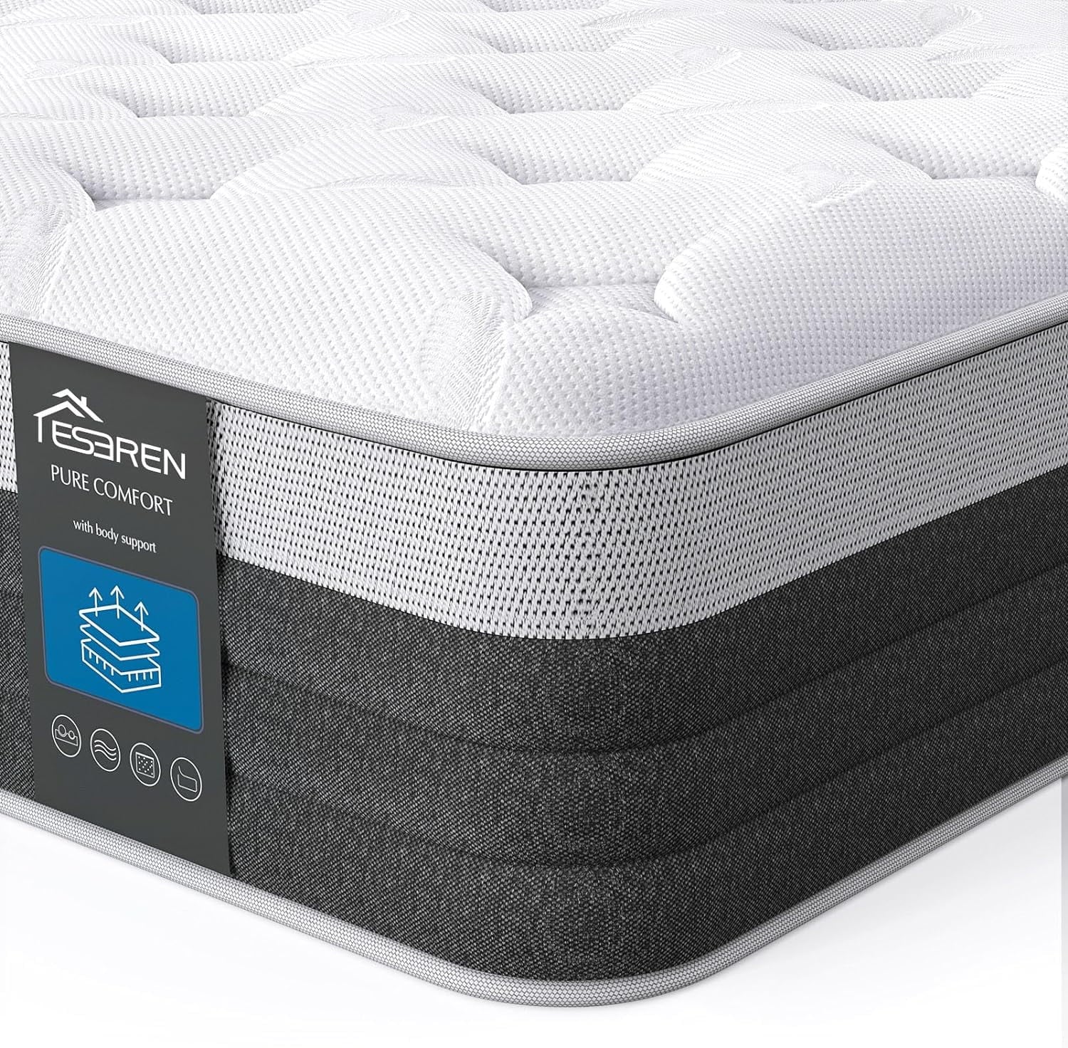 Eseren Twin Mattress 8 , Individual Pocket Spring Hybrid Mattress with Gel Memory Foam, Motion Isolation, Medium Firm Support, Breathable Twin Mattress in Camcorder Box, 75 *39 *8' , Twin Size