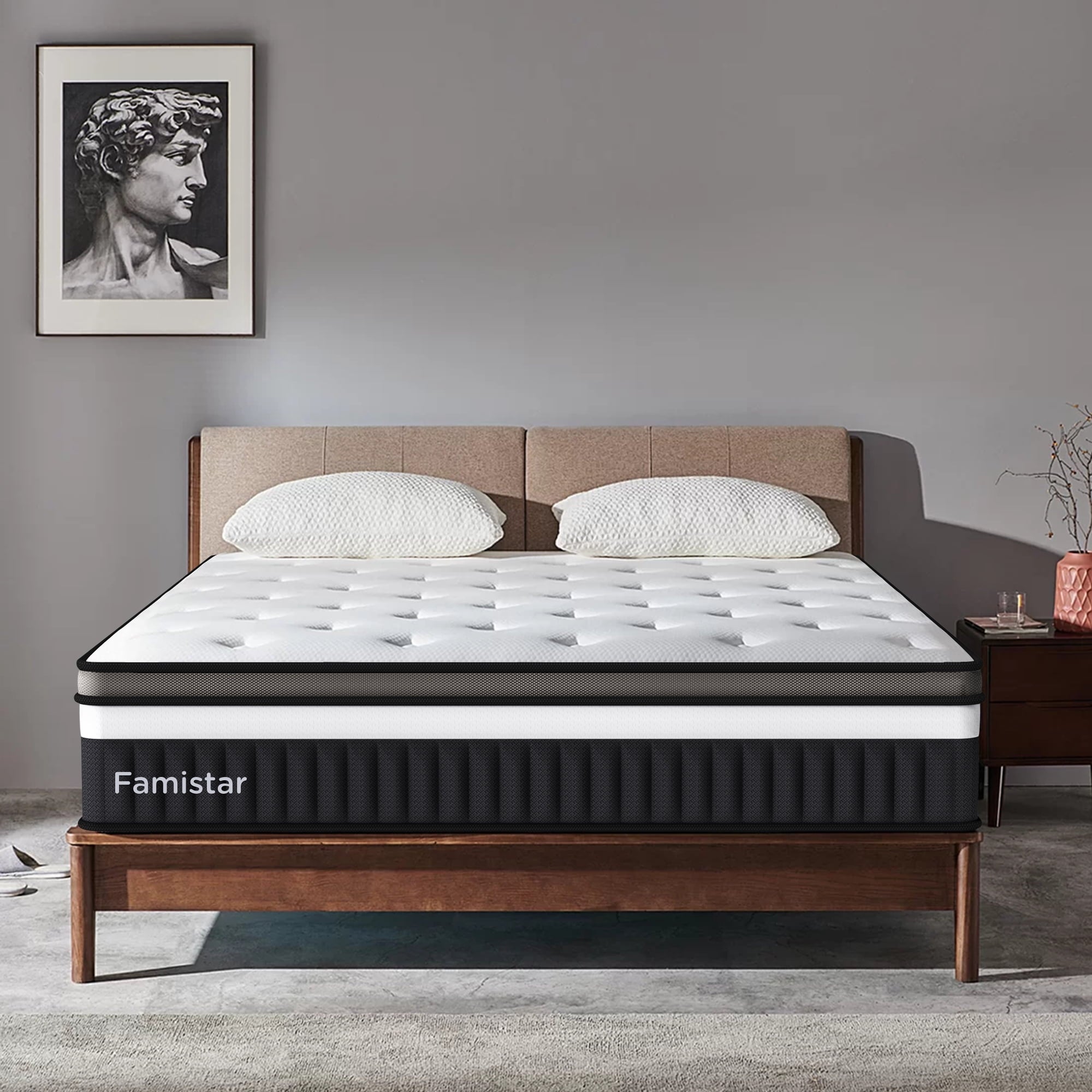 Campmoy 13 Innerspring Mattress, Hybrid Mattress Comfort Foam and Pocket Spring Mattress in Camcorder Box-Queen