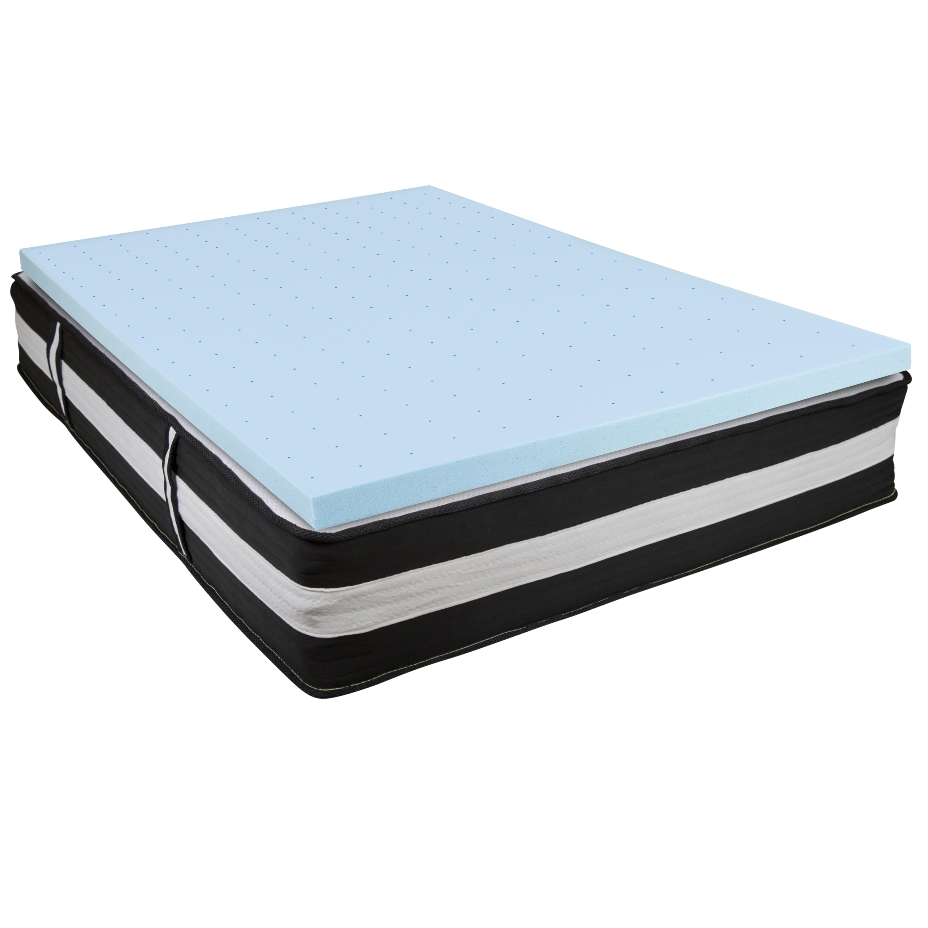 Flash Furniture Capri Comfortable Sleep Full 12 Inch CertiPUR-US Certified Foam Pocket Spring Mattress & 3 inch Gel Memory Foam Topper Bundle